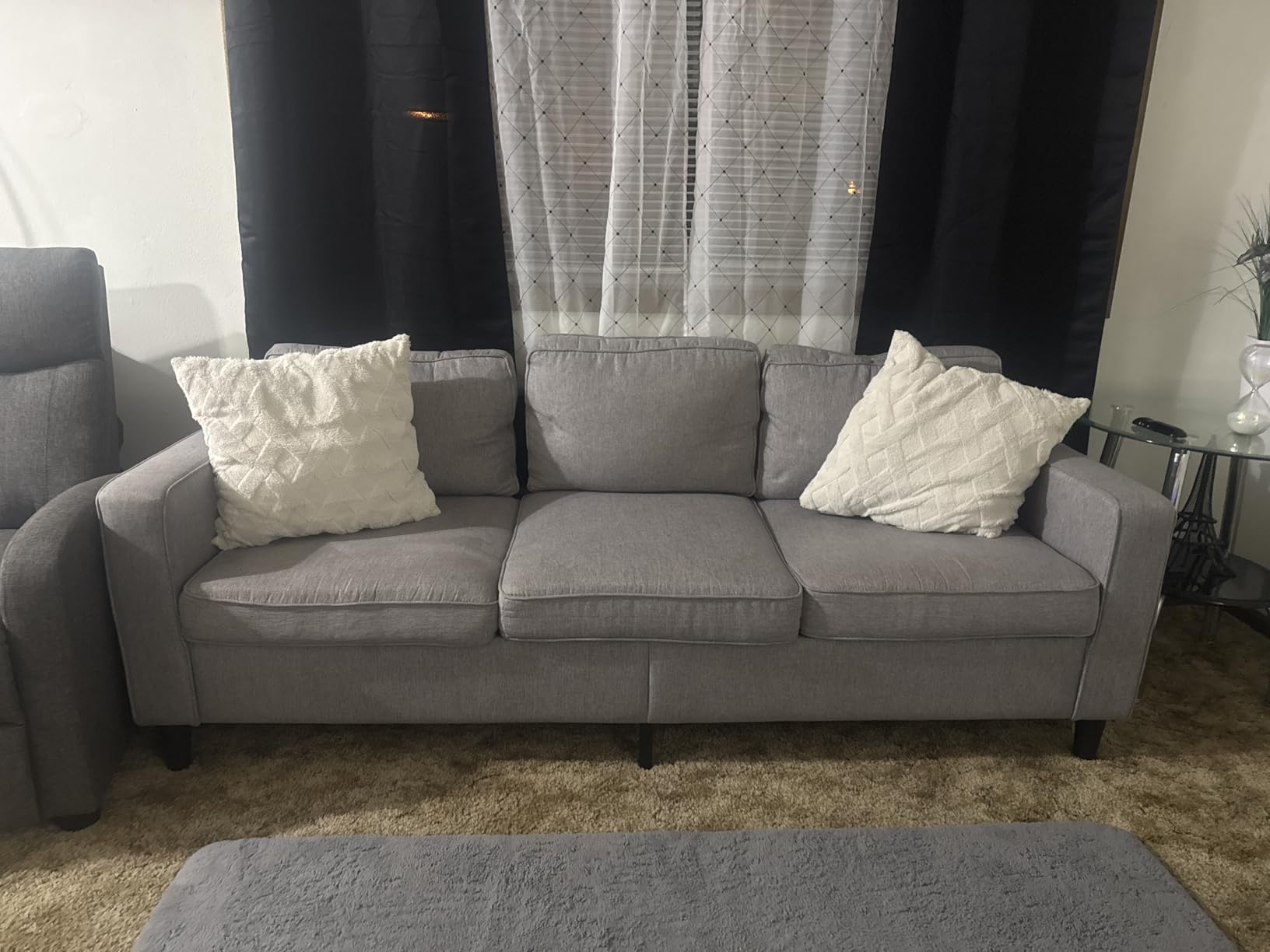 ZeeFu Couch for Living Room - 78'' Beige Linen 3 Seat L-Shaped Sectional Sofa Couches with Storage Ottoman - Modern Small Space Upholstered Furniture Sofa Set for Office Small Space Apartment customer photo 2