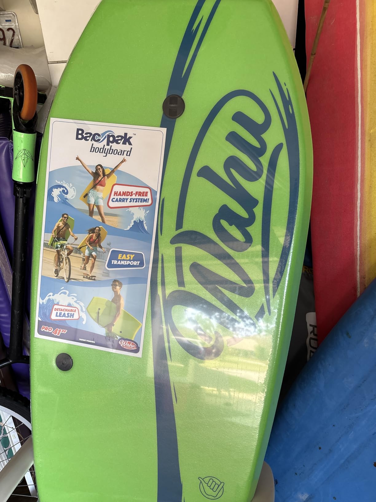 WAHU Bac Pak Bodyboard Pro with Leash, Crescent Tale, EPS Core, XPE Deck, 41