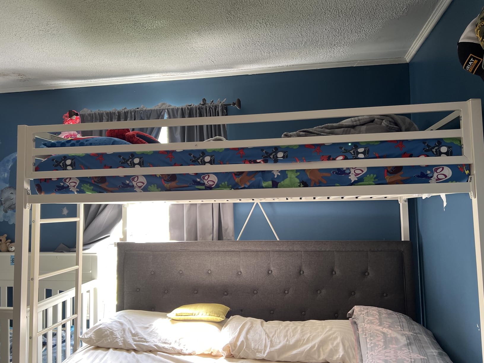 SHA CERLIN Loft Bed Twin Size with Ladder and Guardrail, Heavy Duty Metal Slats Support, No Box Spring Needed, Small Space Saving Furniture for Bedroom Dorm, White customer photo 1