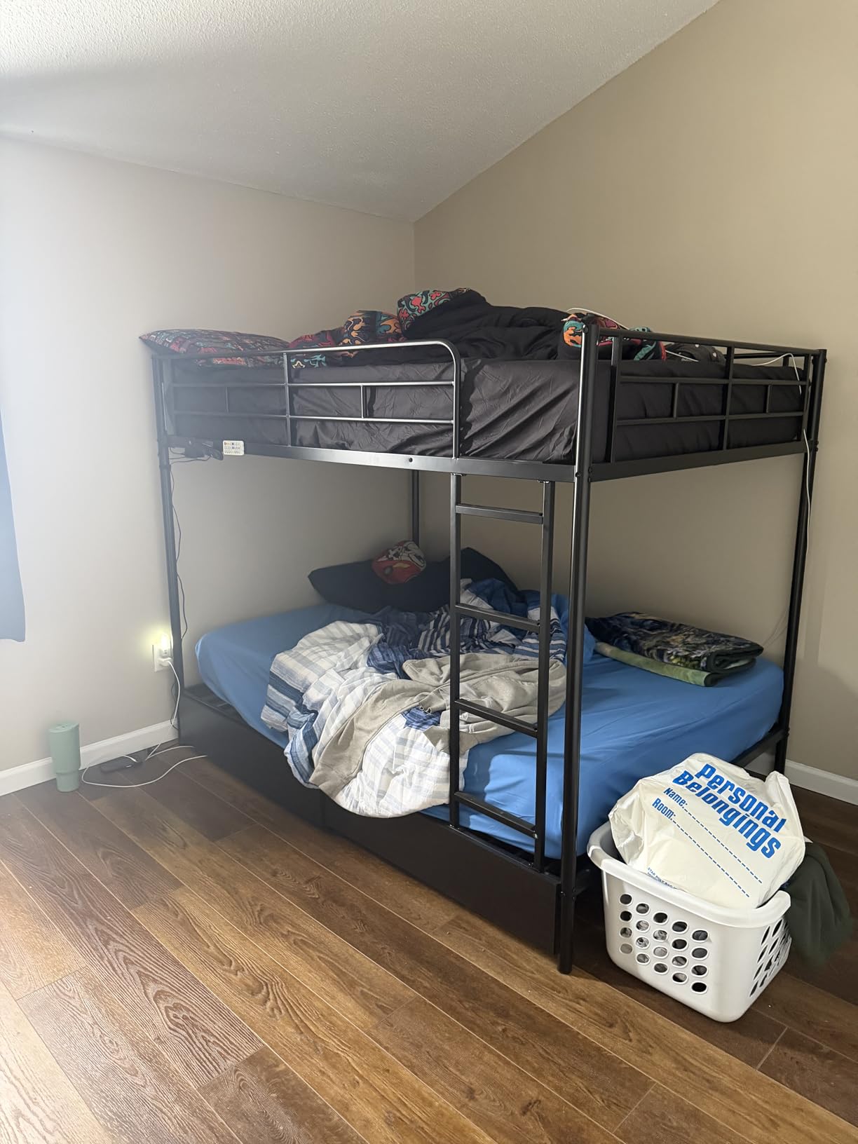 Rolanstar Metal Bunk Bed Full Over Full with USB Charging Station, LED Bunk Bed with 2 Storage Drawers, Bed with Safety Guardrail & Ladders, No Box Spring Needed customer photo 2