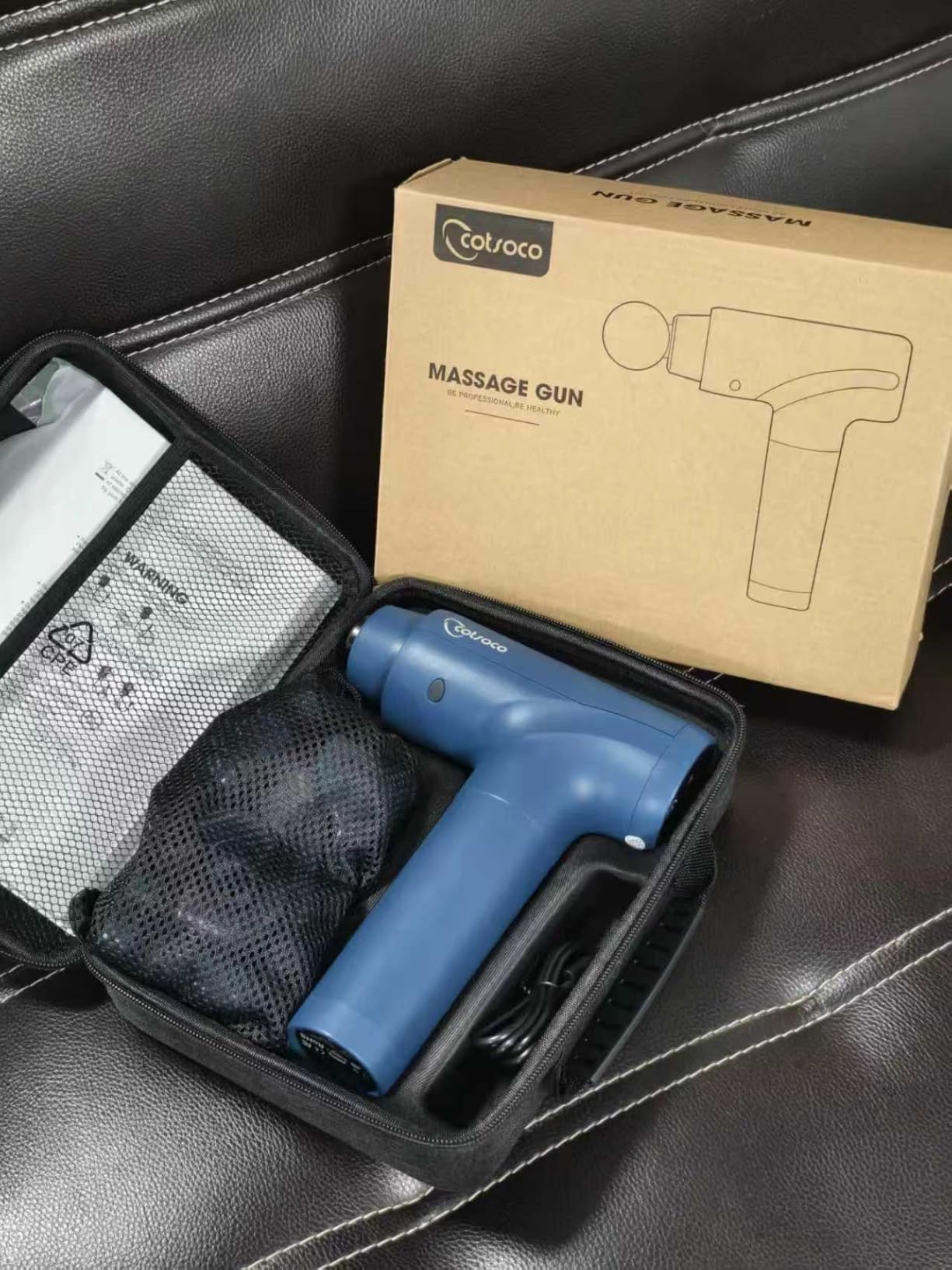 cotsoco Massage Gun Deep Tissue, Muscle Massage Gun with 9 Attachment Heads 20 Speeds & Silent Brushless Motor for Pain Relief, Handheld Percussion Back Massager Gun, Black customer photo 1