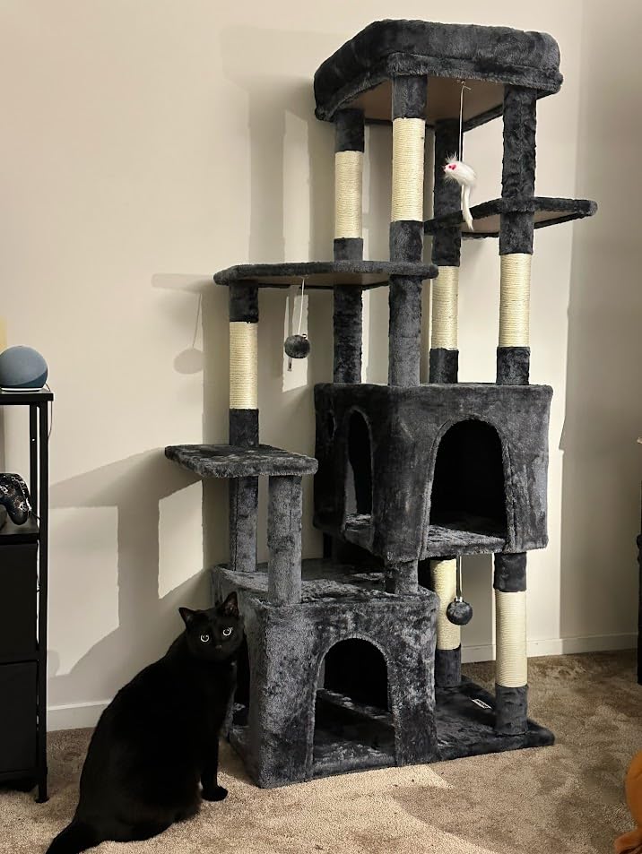 Globlazer Cat Tower for Indoor Cats, Heavy Duty Cat Trees for Large Cats Adult Big Cats Maine Coon Cat Tree Tower with Scratching Post, Extra Large Top Perch, Cat Condos, F61, Light Grey, 61inch customer photo 1