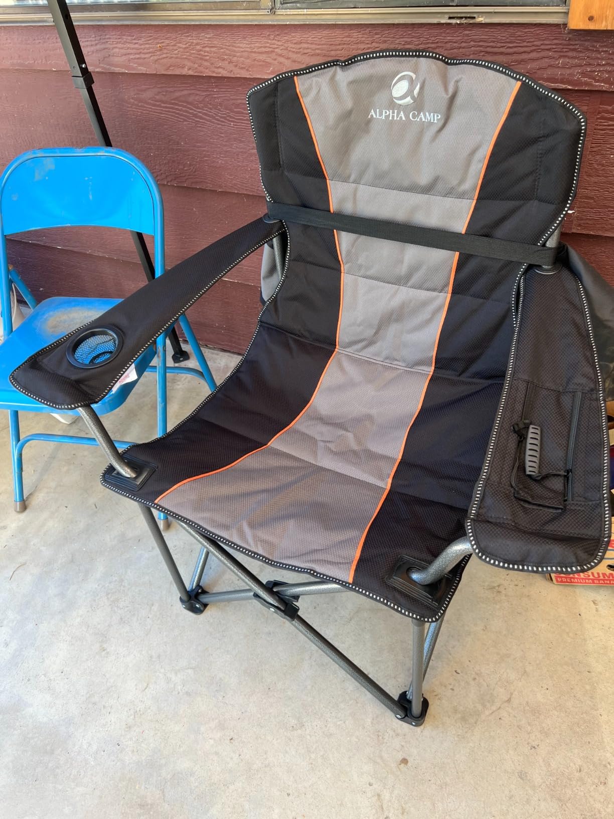 ALPHA CAMP Heavy Duty Camping Chair 500LBS Capacity, Oversized Folding Chair for Heavy People, Padded Portable Outdoor Chair with Cooler Bag & Cup Holder for Camping, Fishing, Beach customer photo 2