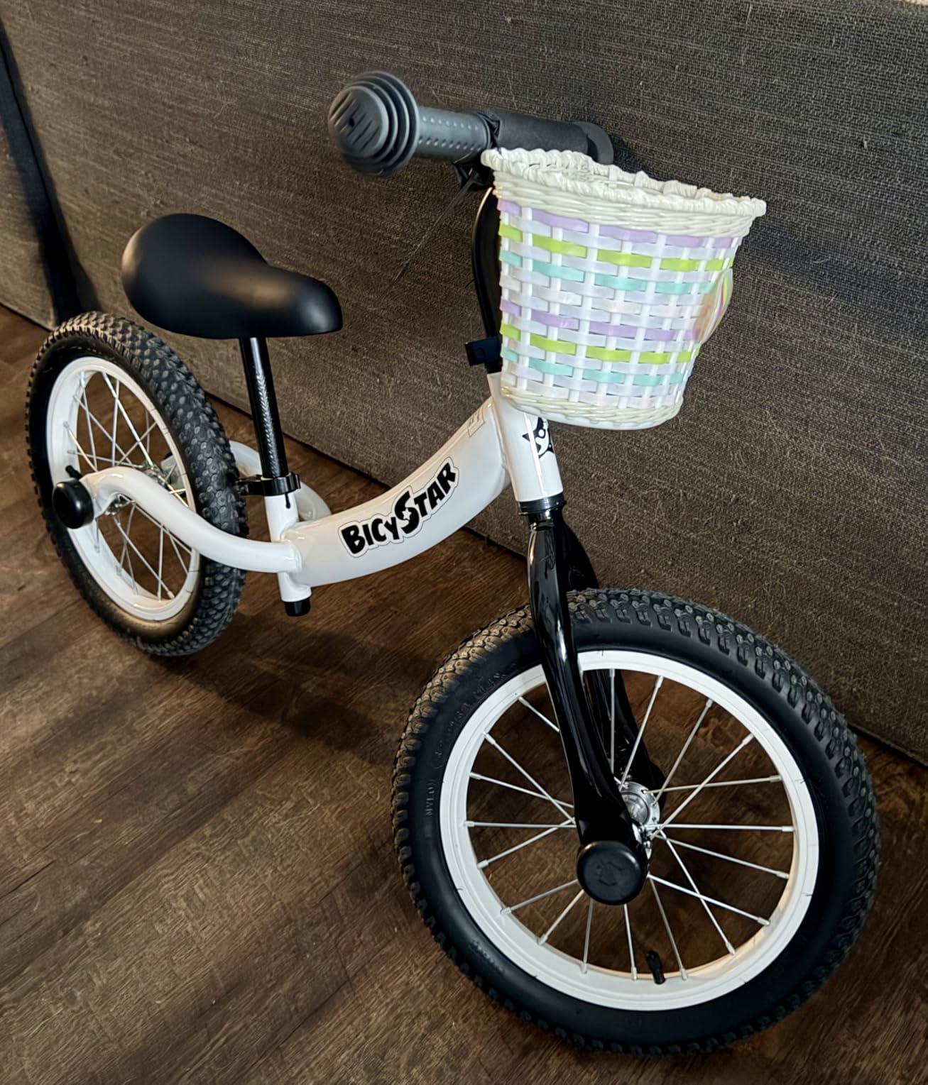 bicystar 14 Inch Toddler Balance Bike for 3-6 Year Old, Real Rubber Air Tires, No Pedal Kids Bike with Adjustable Seat & Handlebar, Footrest, Gift Bike for 3-5 Boys Girls, Blue customer photo 1