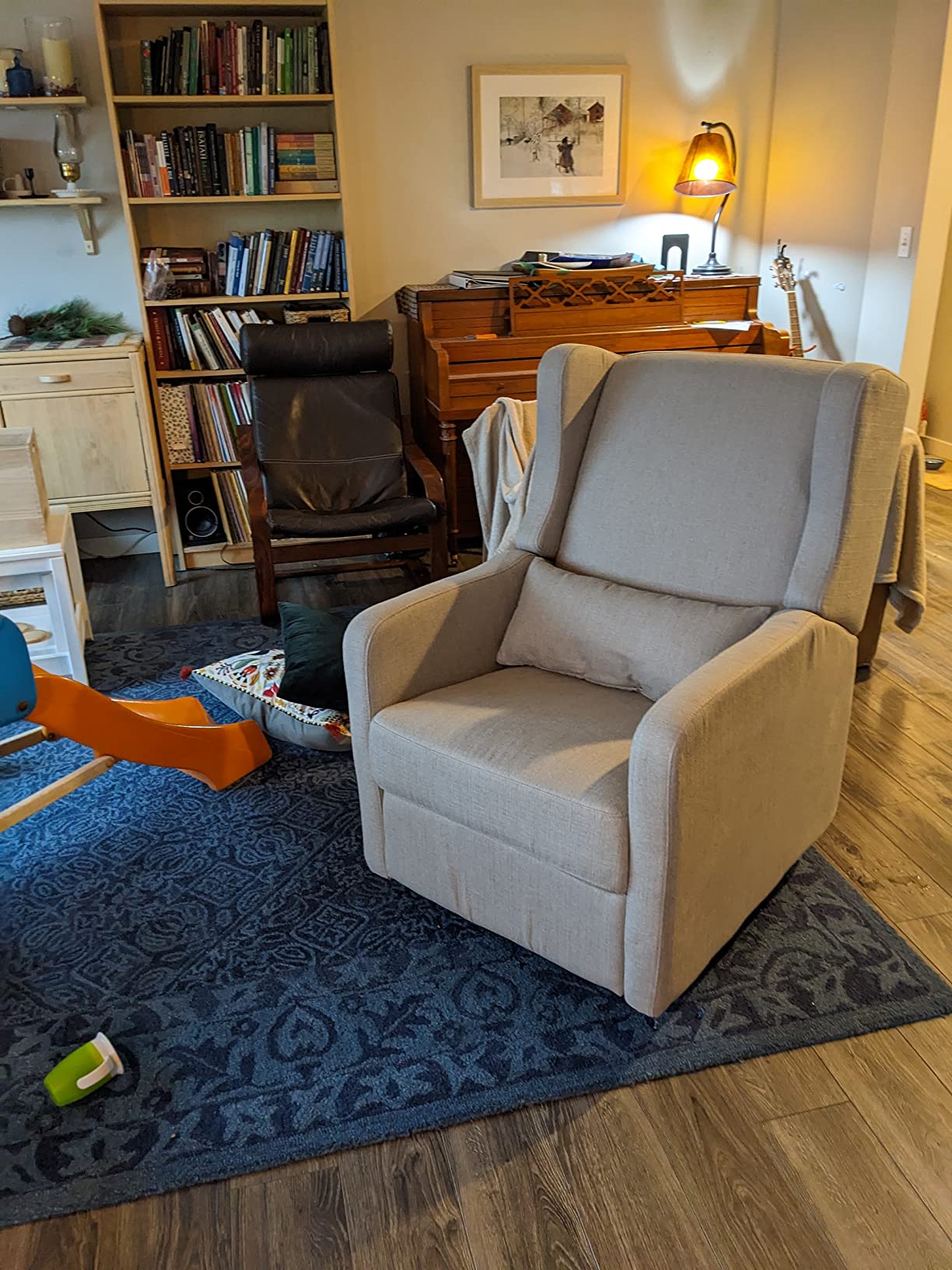 DaVinci Carter's Arlo Recliner and Swivel Glider - Water Repellent & Stain Resistant - Greenguard Gold & CertiPUR-US Certified - Performance Forest Green Linen customer photo 1