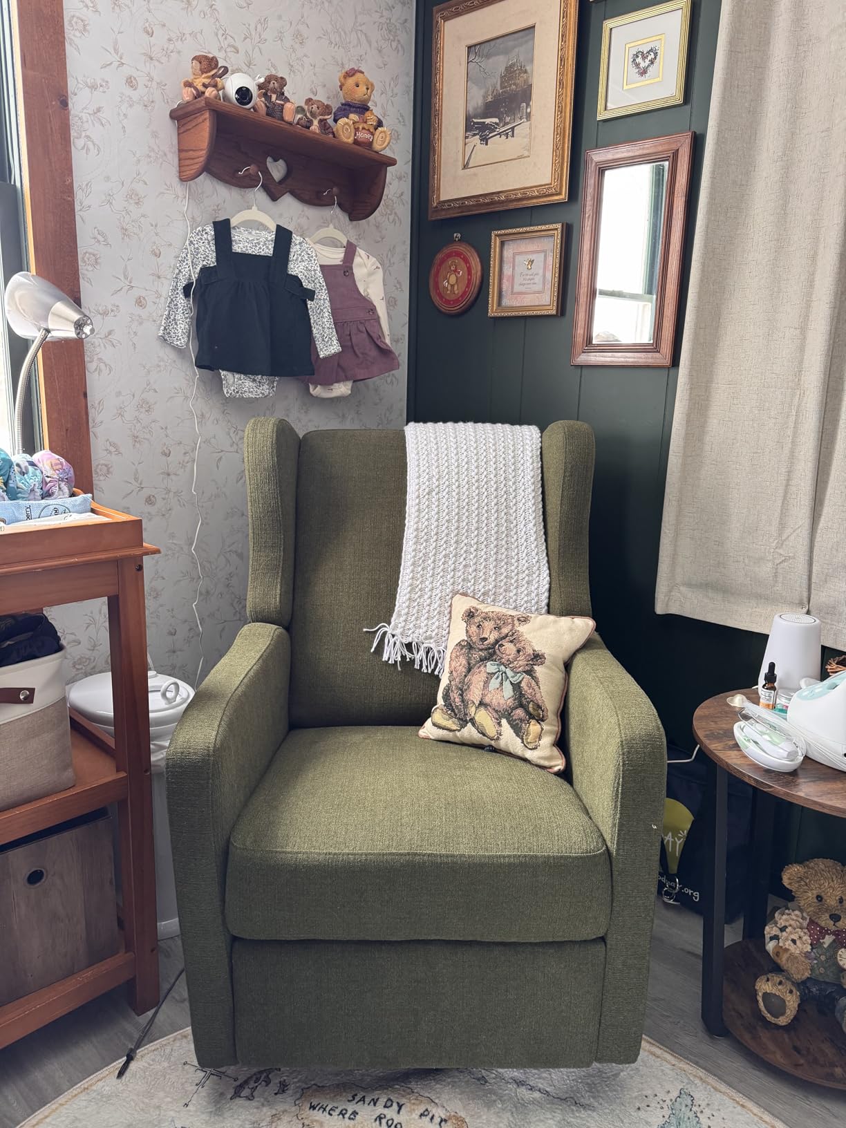 DaVinci Carter's Arlo Recliner and Swivel Glider - Water Repellent & Stain Resistant - Greenguard Gold & CertiPUR-US Certified - Performance Forest Green Linen customer photo 2
