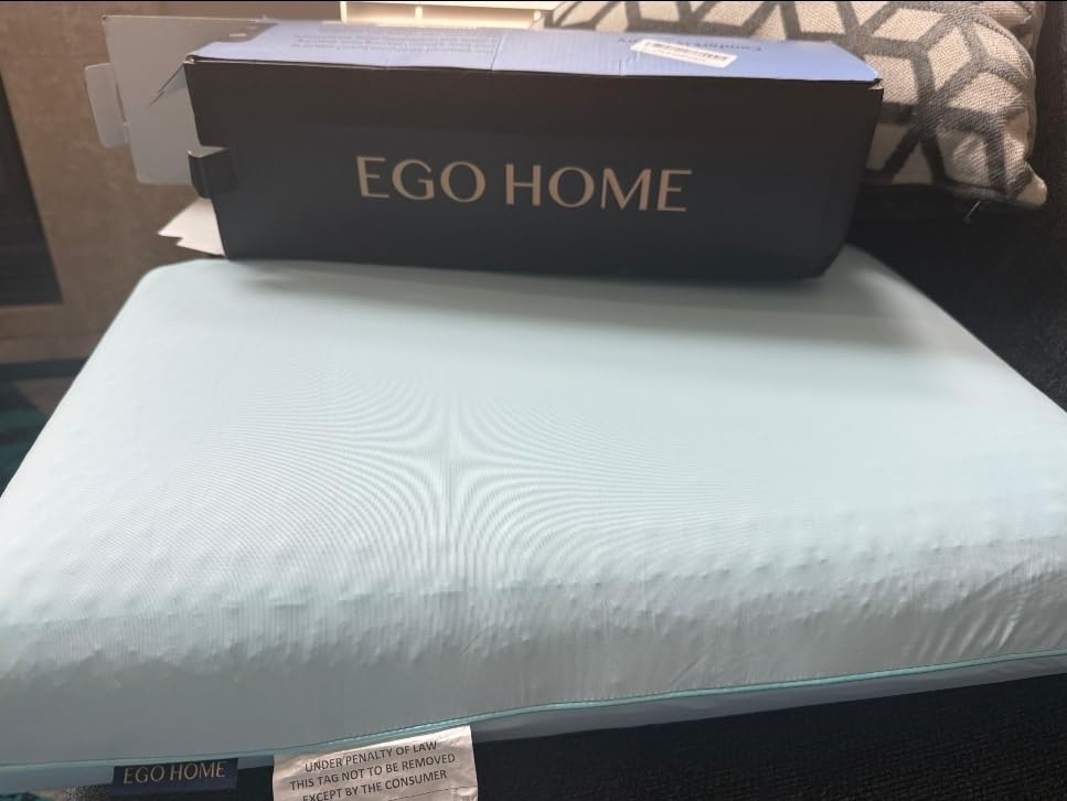 EGOHOME Cooling Gel Memory Foam Pillow - Reversible Cooling Cover, Neck Support for Side, Back and Stomach Sleepers, Removable & Machine Washable, All-Season Comfort, Standard Size, Blue customer photo 2