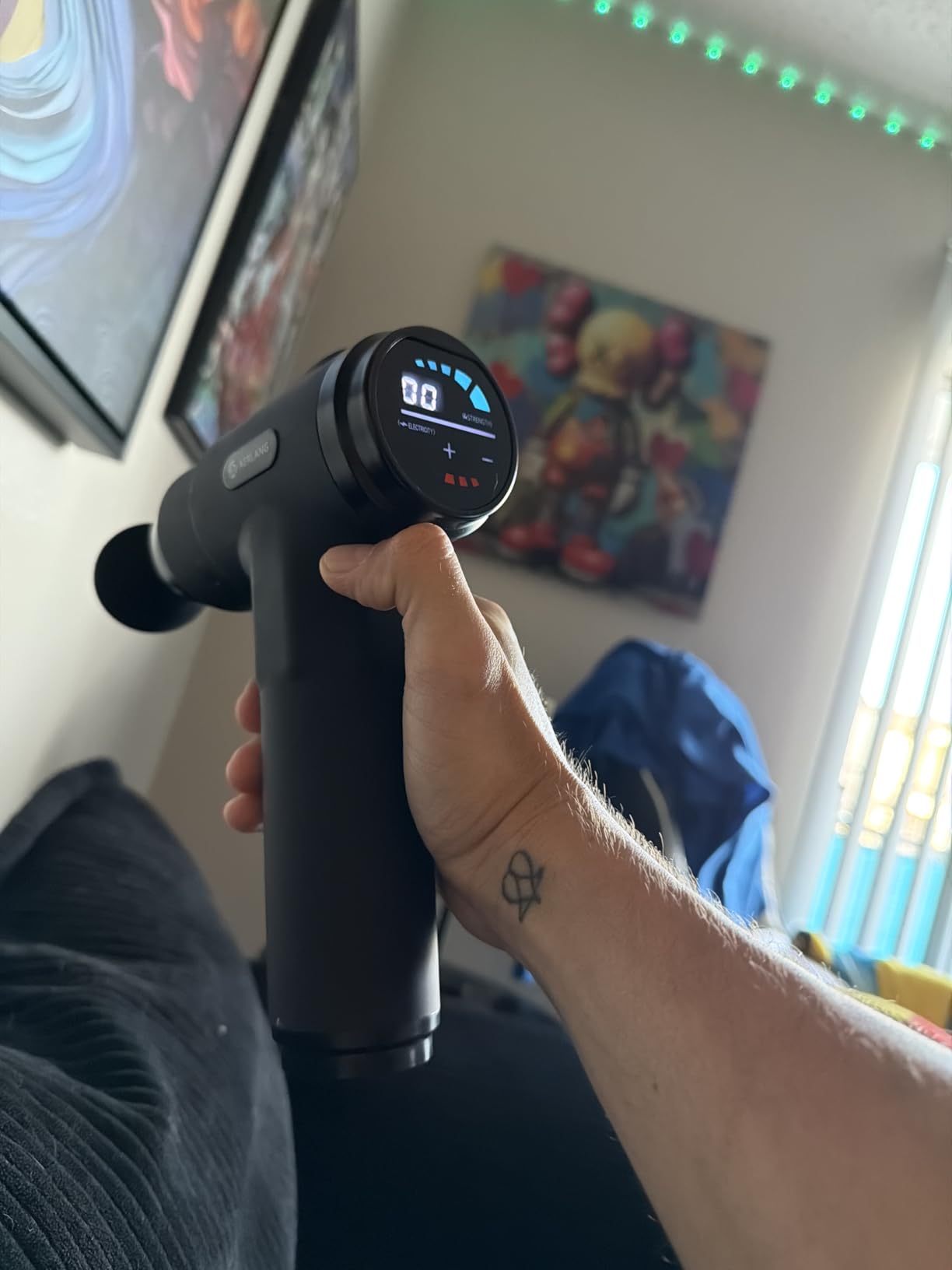 AERLANG Massage Gun with Heat Deep Tissue Back Massager Neck Massager for Pain Relief, Muscle Percussion Massage Gun with 7 Heads & Silent Motor customer photo 2