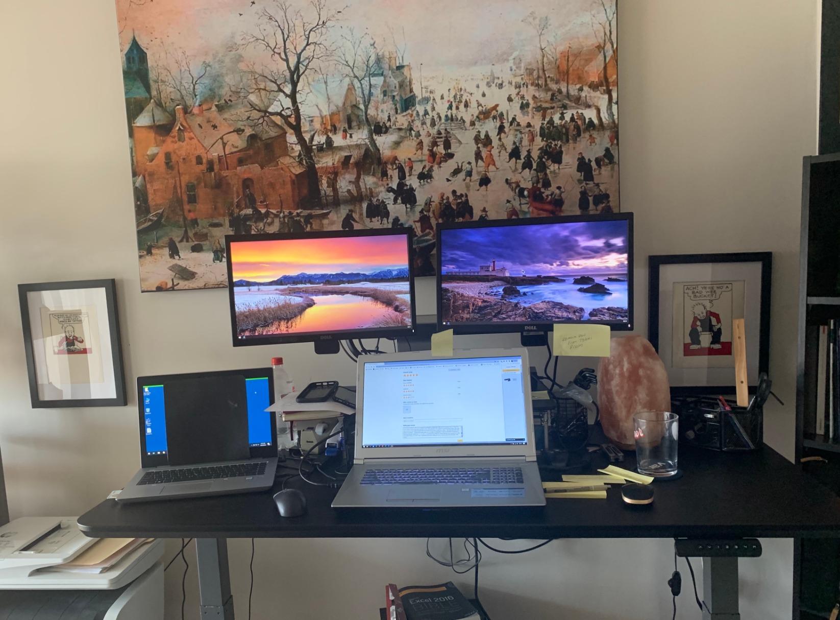 Electric Standing Desk - 60x30 VariDesk, Adjustable Height Stand Up Computer Desk - Dual Motor with Memory Presets, Stable T-Style Legs- Home Office Essentials - Walnut customer photo 2