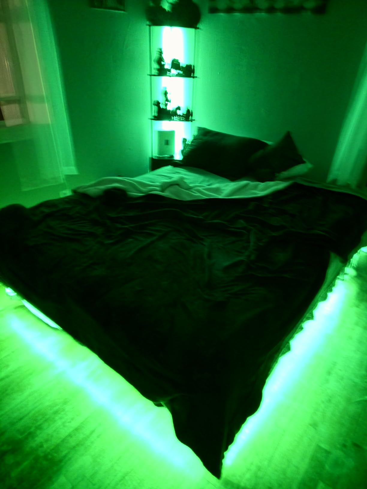 OLEVS Floating Bed Frame Full Size with Smart LED Lights and Charging Station - Modern Metal Platform Bed, Easy Assembly customer photo 1
