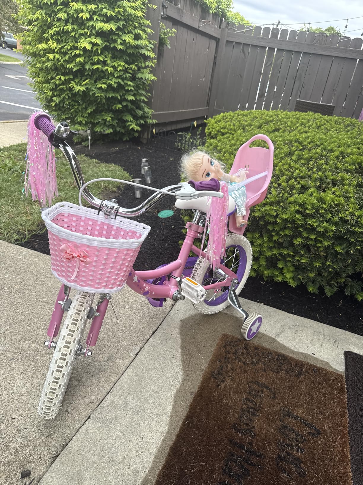 WEIZE Girls Bike for 3-12 Years Old Kids, 14 16 20 Inch Kids Bike with Training Wheels, Streamers, Basket and Doll Seat, Children Bicycles with Coaster Brake customer photo 1