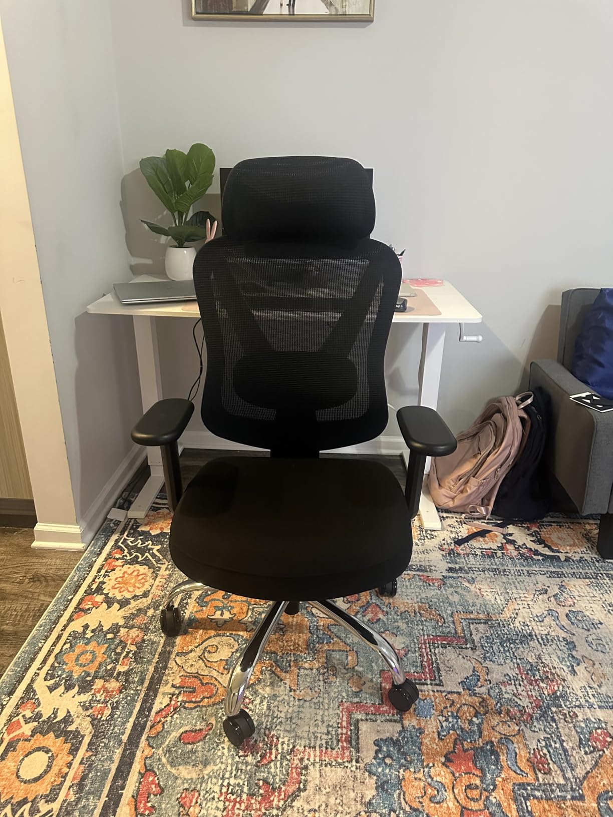 HOLLUDLE Ergonomic Mesh Office Chair - 3D Adjustable Lumbar Support & 3D Armrests, V-Shaped Back, Adjustable Desk Chair for Office & Home, Black customer photo 2