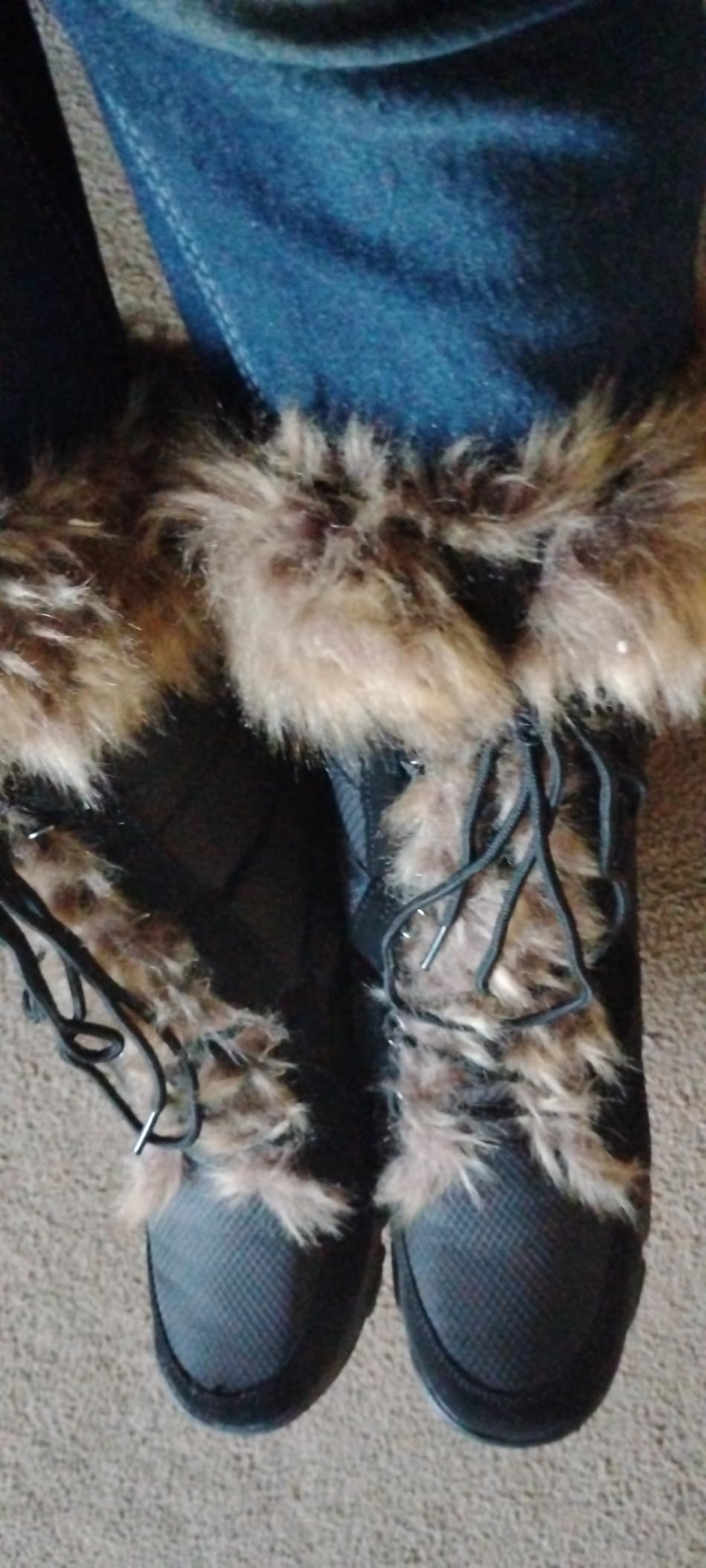 AUSLAND Women's Black Winter Snow Boots Twin Peaks Fur Cuff Mid-Calf Waterproof Lace Up Boots customer photo 1