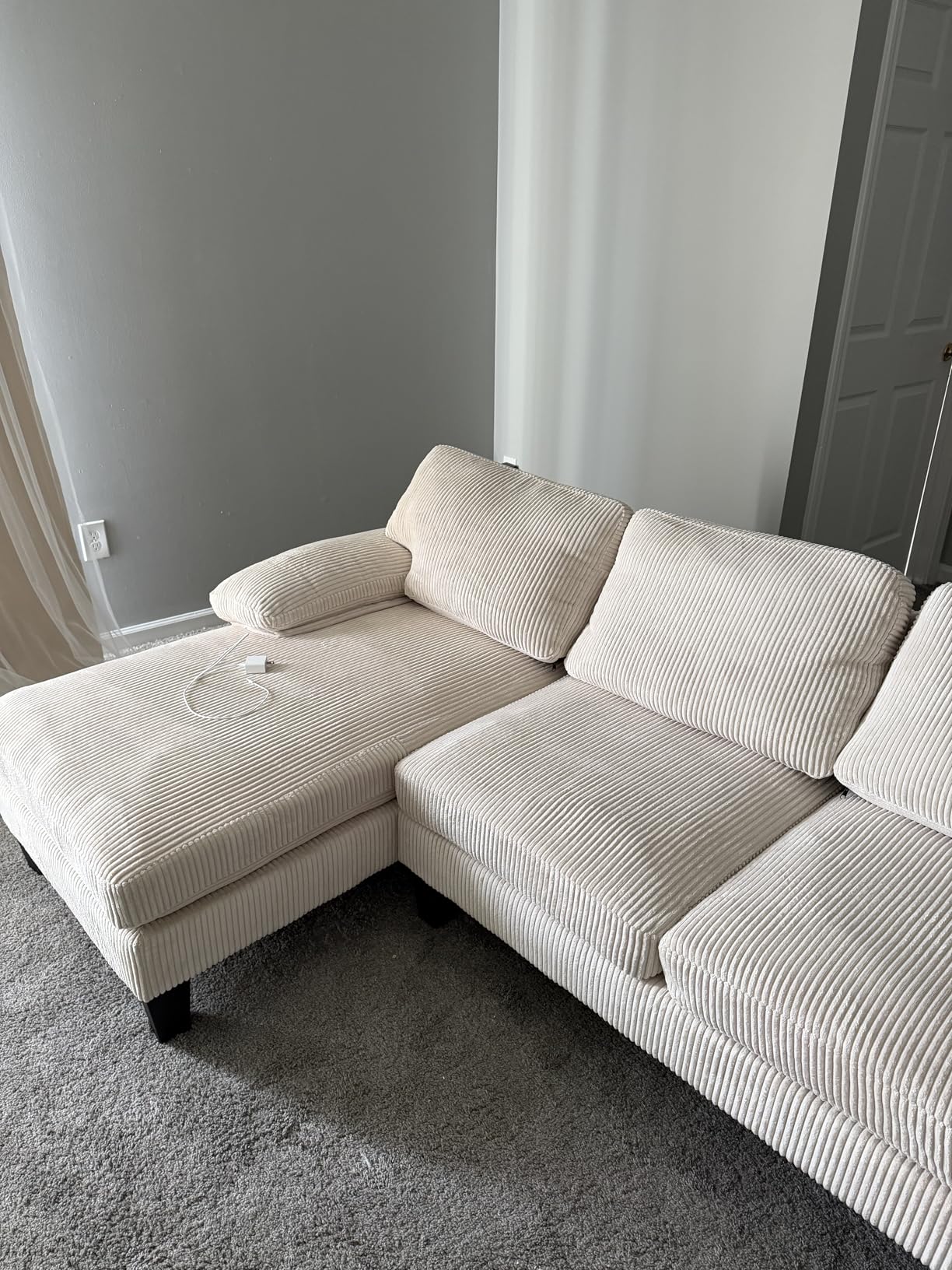 JUMMICO Sectional Couches for Living Room, U Shaped Couch with Chenille Fabric, 4 Seat Modern Sofa with Removable Pillows for Apartment and Small Space (Fabric, Grey) customer photo 1