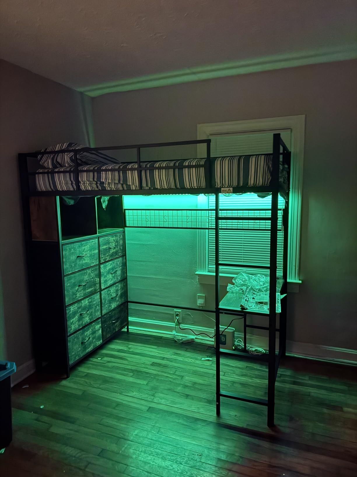 BTHFST Twin Loft Bed with Desk & 8 Storage Drawers Tall Dresser, White Metal Loft Bed with LED Lights & Charging Station, 2-Tier Storage Shelves, Stable & Sturdy, Noise Free customer photo 1