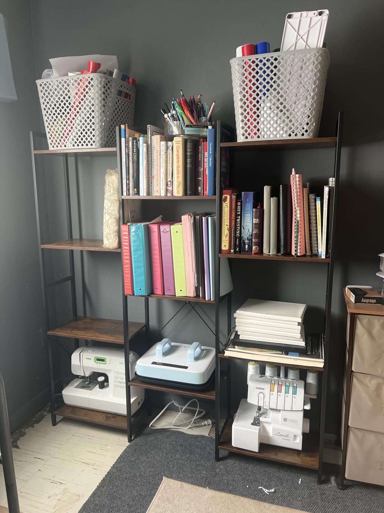Casaottima Triple 4 Tier Bookshelf, Large Bookcase with 11 Open Display Shelves, Modern Industrial Book Shelves Book Case for Bedroom, Wide Standing Shelving Unit for Living Room Home Office, Vintage customer photo 1