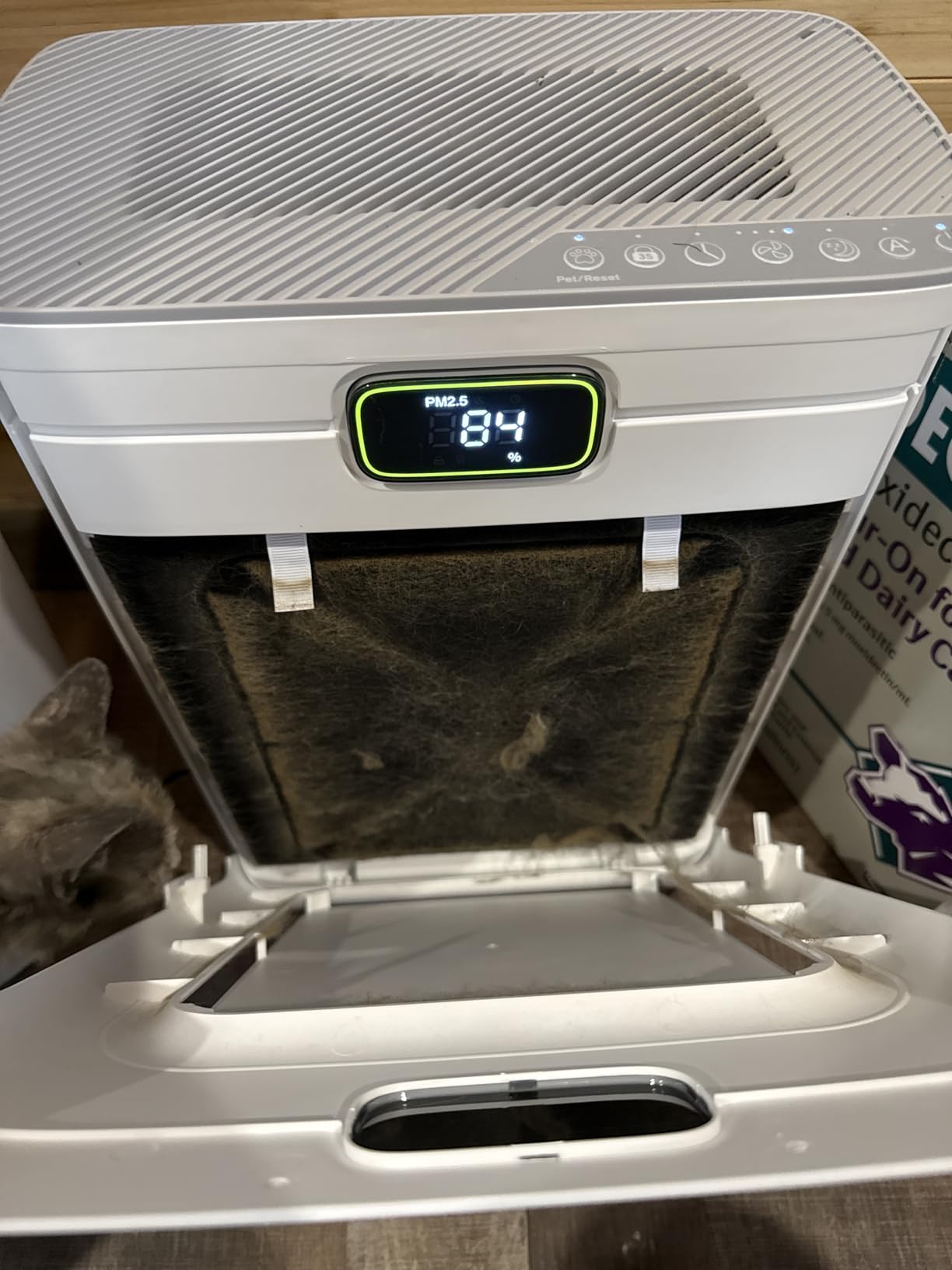 Pet Air Purifier for Home Large Room 2500 sq ft, H13 HEPA Washable Double-Sided Filter, Air Cleaner for Pet Hair Dander Odor Allergies Pollutant Smoke Dust, PM2.5 Air Quality Monitor, Auto Mode, P358 Grey customer photo 1