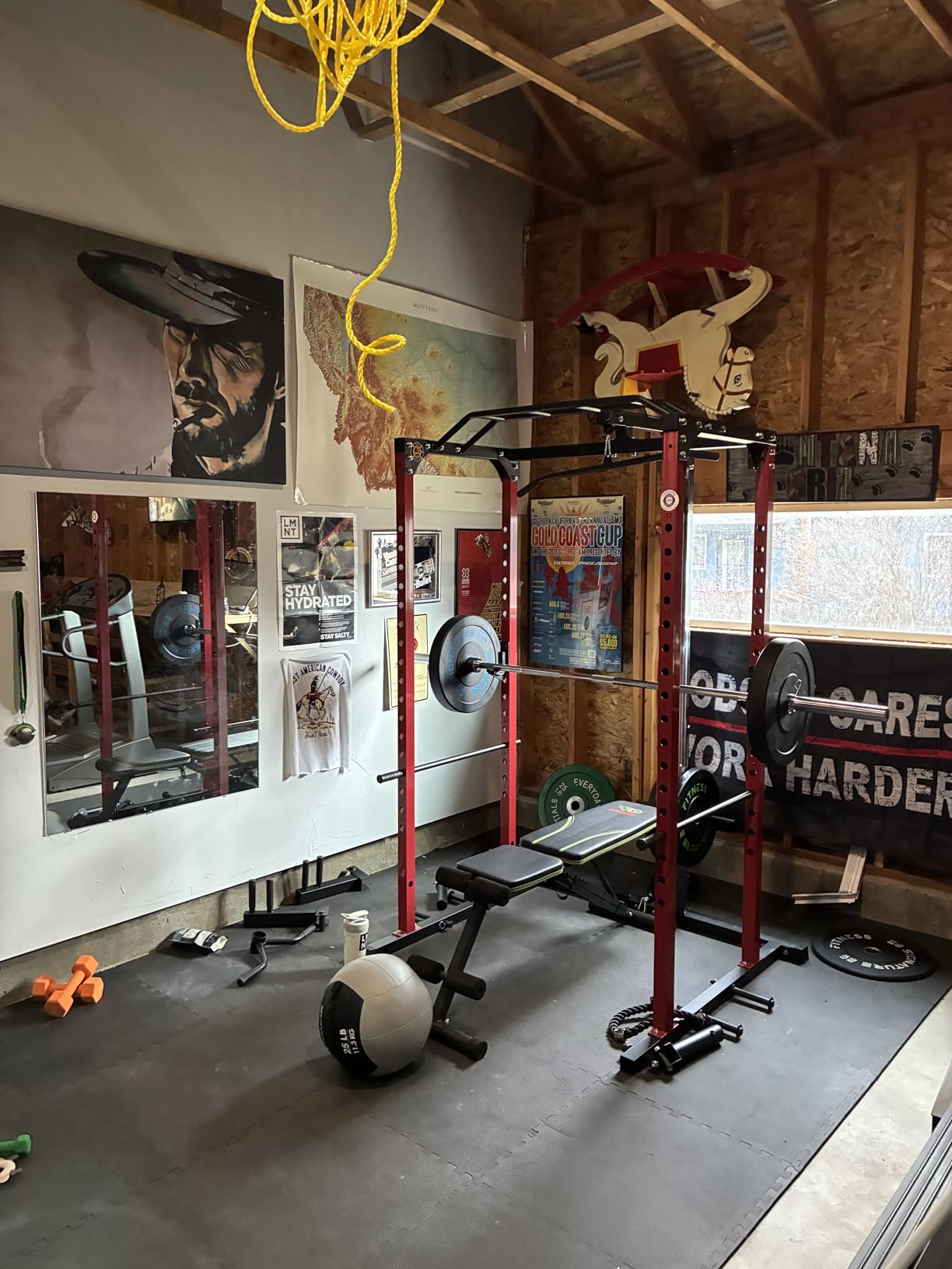 GarveeLife Power Cage, Power Racks for Home Gym with Pulley System, 1200 LBS Weight Capacity Multi-Functional Squat Rack for Strength Workout with More Training Attachment (Red D1002) customer photo 1