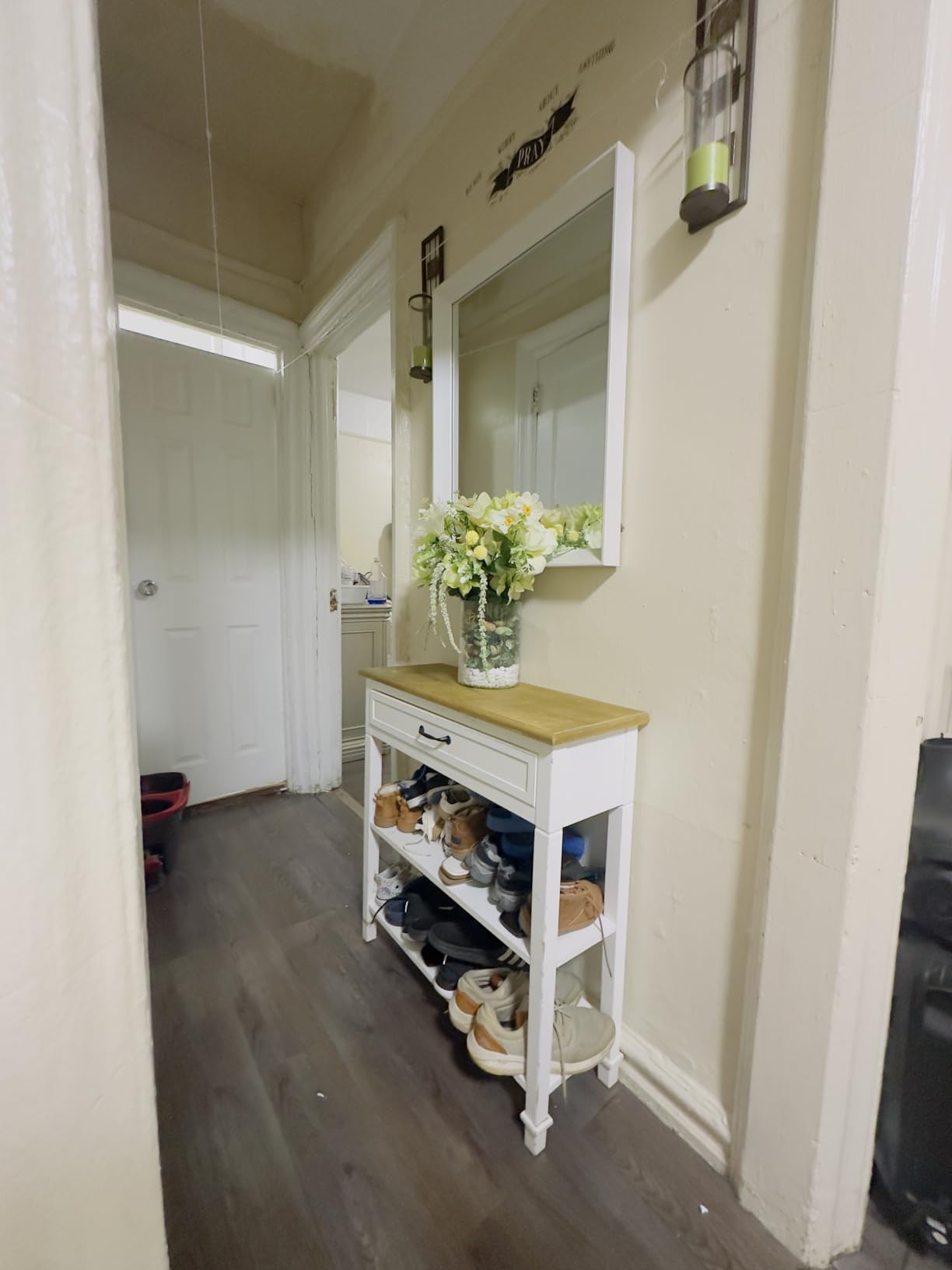 IRONCK Rattan Shoe Cabinet Storage with 4 Flip Drawers, Freestanding Shoe Storage Organizer Cabinet for Entryway, Narrow Shoe Rack Cabinet, Oak customer photo 2