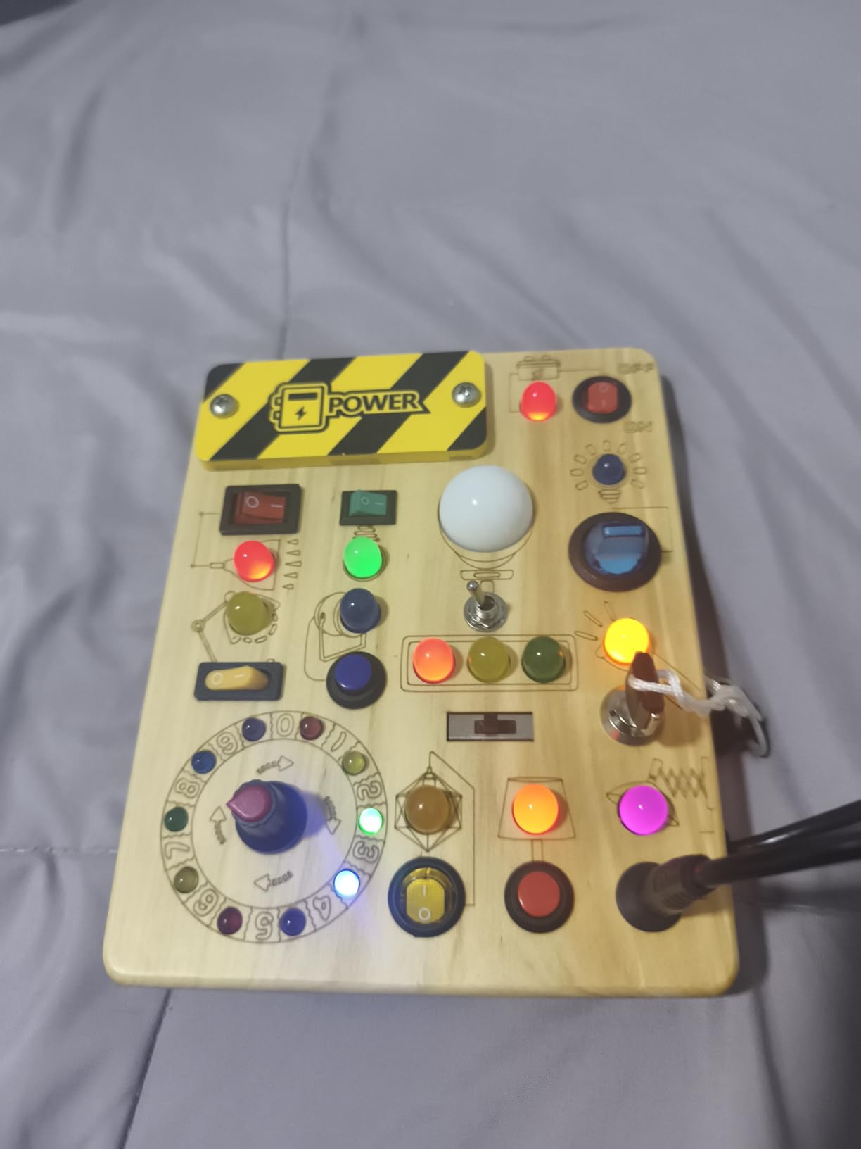 Busy Board with LED Light Switches, Montessori Toys for 1 2 3 Years Old, Toddlers Wooden Toy Sensory Activity Board, Travel Toys for 1+ Year Old Boy & Girl Birthday Gift customer photo 2