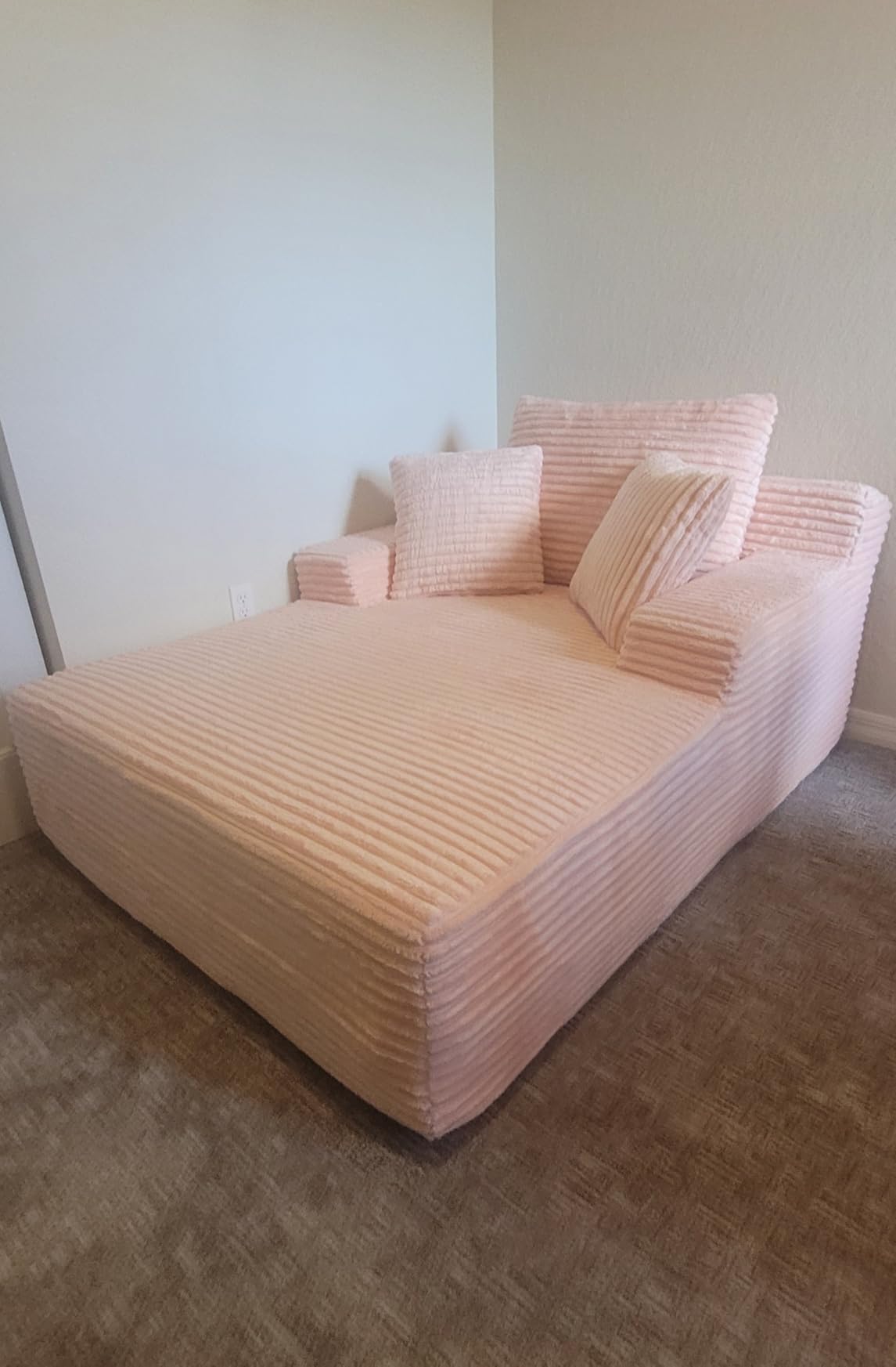 67 Inch Chaise Lounge Chair Indoor, Oversized Corduroy Upholstered Boneless Sofa Bed, Deep Seat Sleeper Couch Reading Chairs, Cloud Sofas Couches for Living Room, No Assembly Required (Beige) customer photo 1