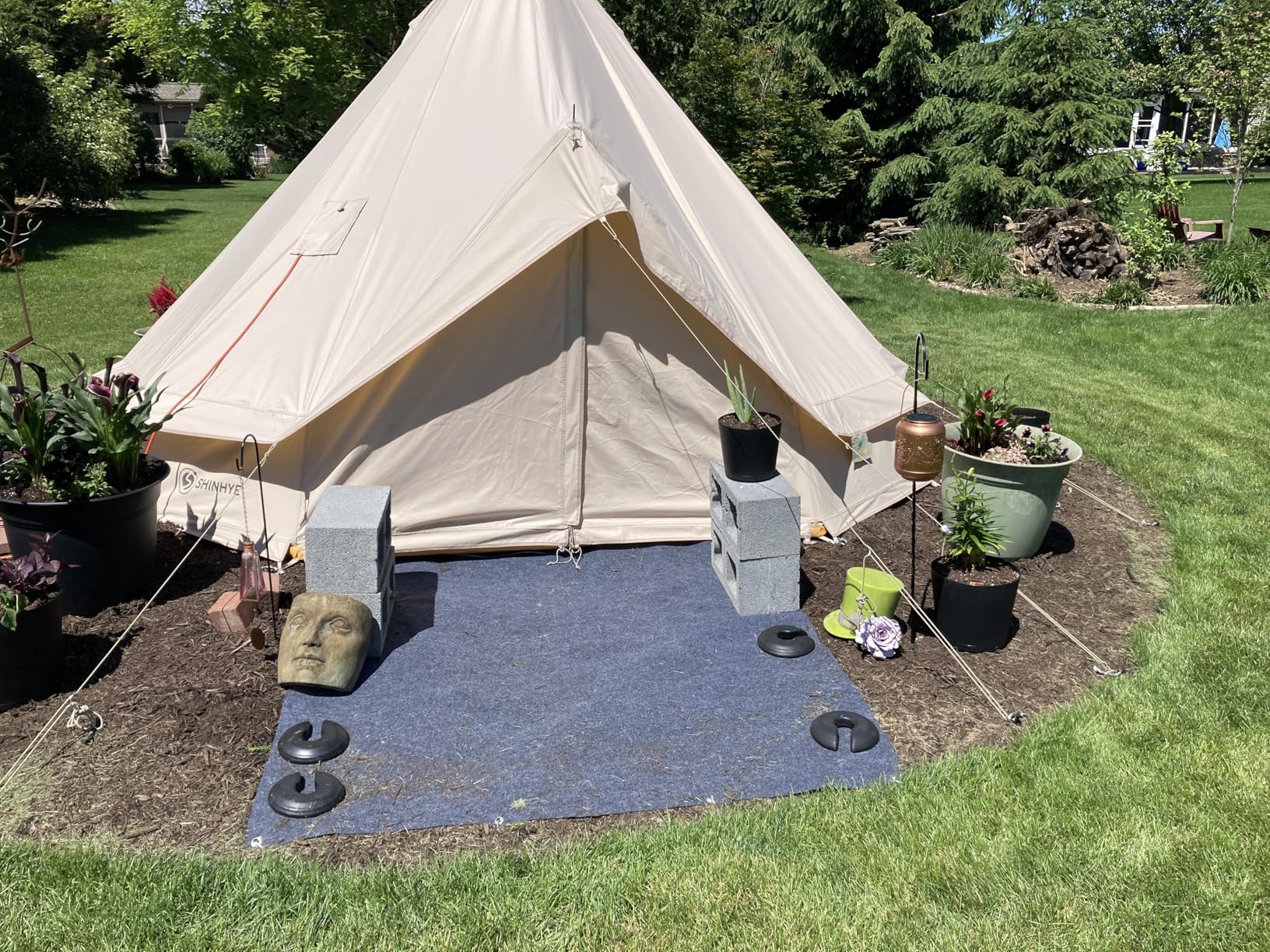 Canvas Bell Tent Yurt Tent 4 Seasons for Camping 100% Cotton Glamping Tents with Stove Jack, Family Camping Outdoor Hunting Party customer photo 2