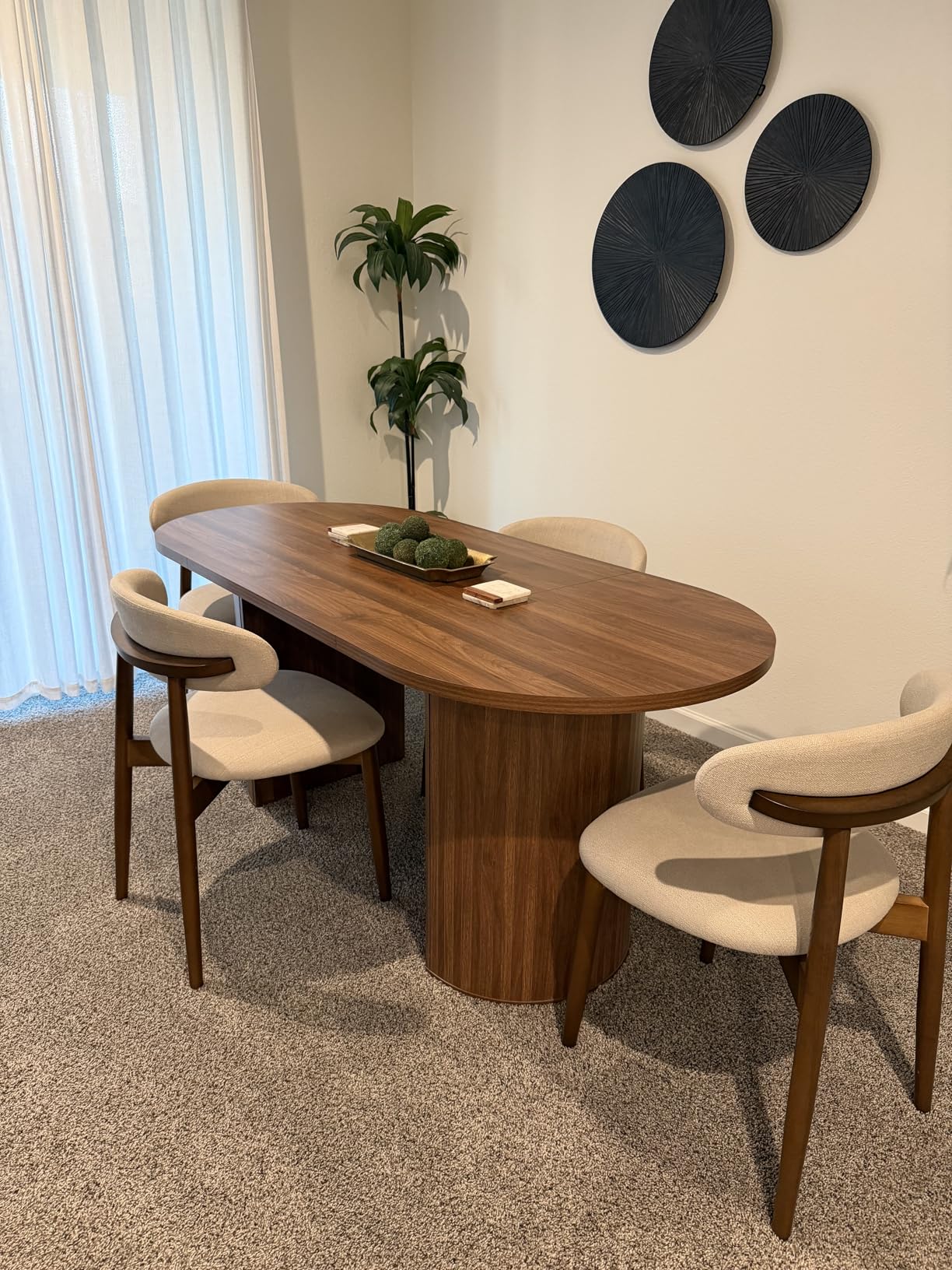 41 in-78 in Extendable Dining Room Table for 4-8, Round Expandable Kitchen Table with Fluted Base, Modern Farmhouse Oval Dinner Tables for Dining Room Kitchen Living Room (Natural) customer photo 1