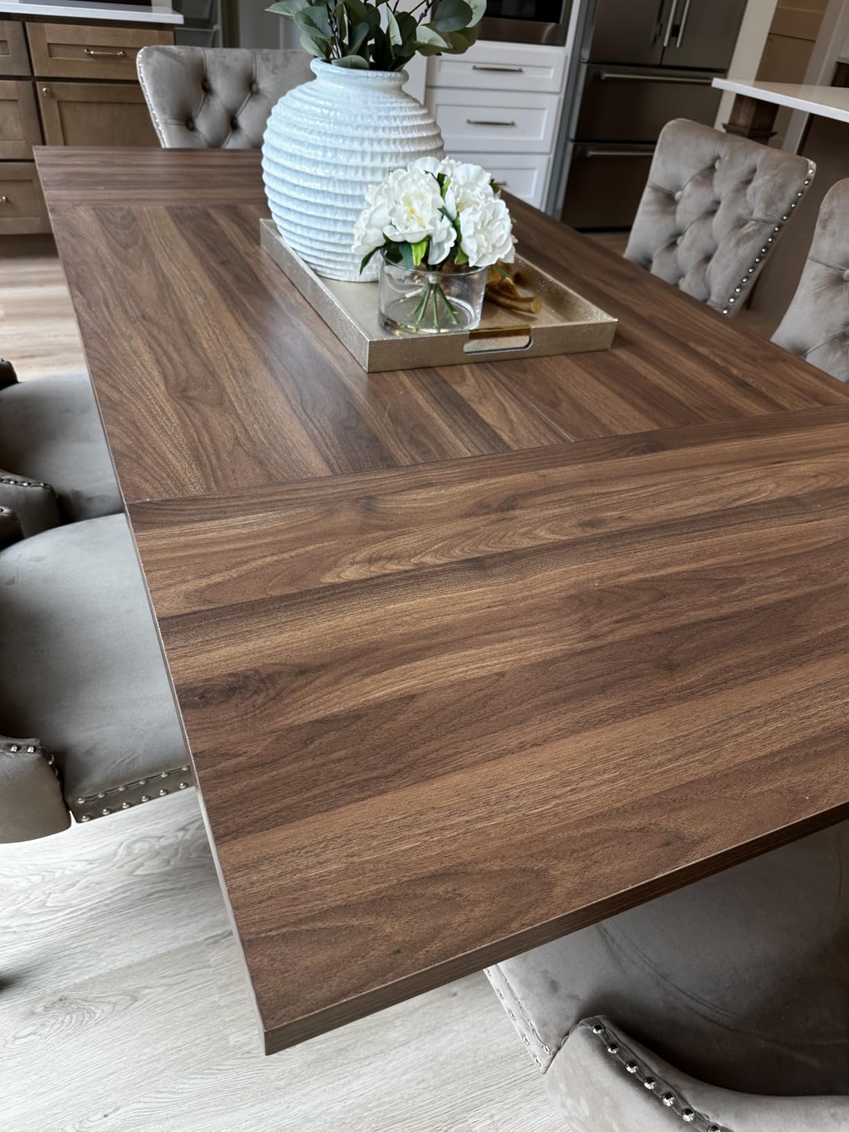 41 in-78 in Extendable Dining Room Table for 4-8, Round Expandable Kitchen Table with Fluted Base, Modern Farmhouse Oval Dinner Tables for Dining Room Kitchen Living Room (Natural) customer photo 2