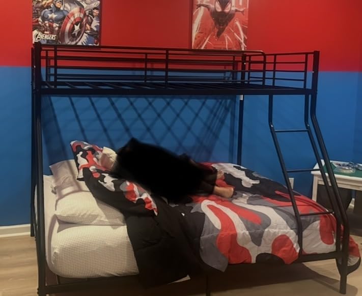 Bunk Beds Twin Over Full Size, Heavy Duty Bunk Beds with Bottom Space & Guardrail Metal Bunk Bed Frame for Adults Dorm Bedroom Guest Room, No Box Spring Needed customer photo 1