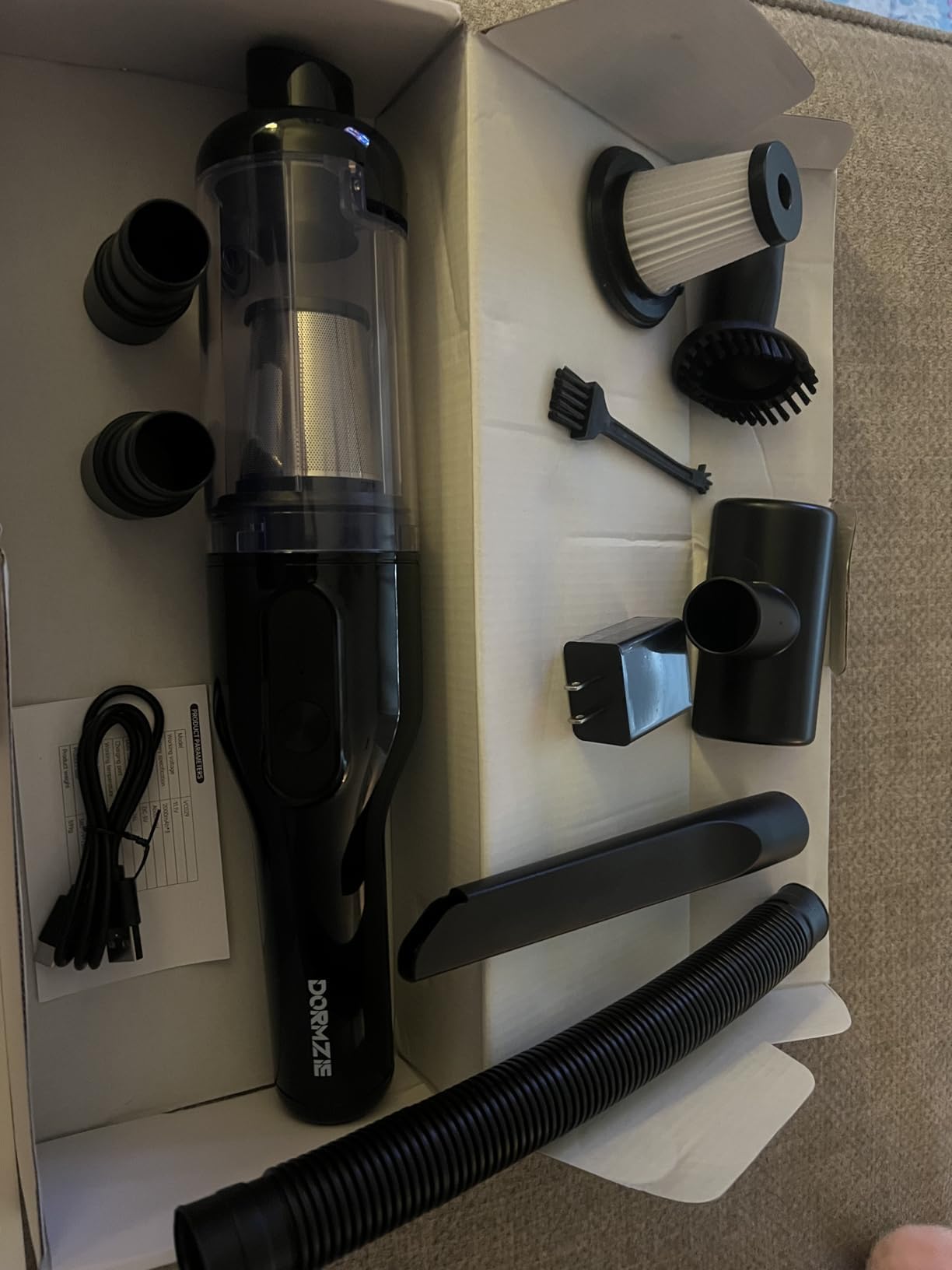 dormzie Handheld Vacuum Cordless, 16000Pa Powerful Suction, Lightweight at 1.3 lbs, Rechargeable Car Vacuum Cleaners for Home Office Car Pets with Brushless Motor, Multiple Accessories customer photo 1