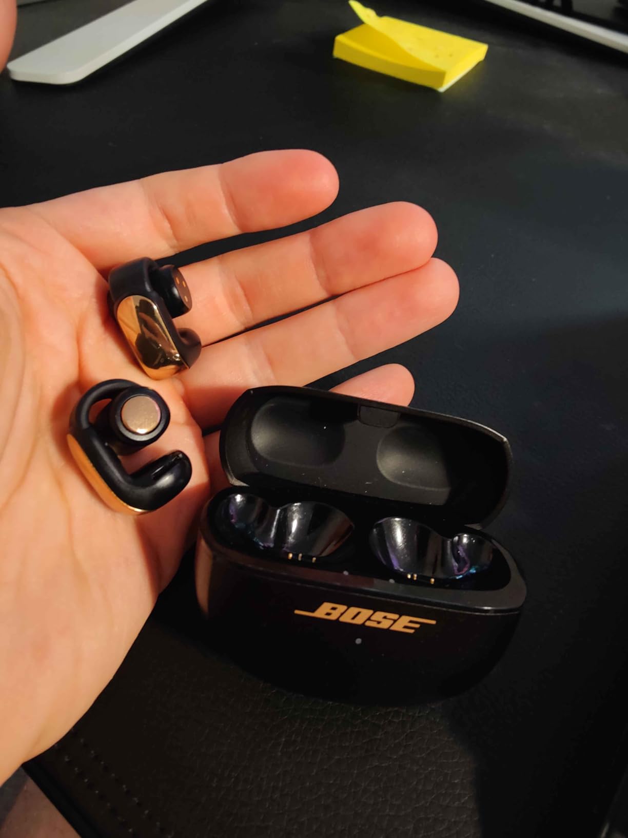 Bose Ultra Open Earbuds - Bluetooth Open Ear Earbuds with OpenAudio for Awareness, Clip-On Design for Comfort, Water Resistant, Up to 48 Hrs of Playtime, Driftwood Sand - Limited Edition Color customer photo 1