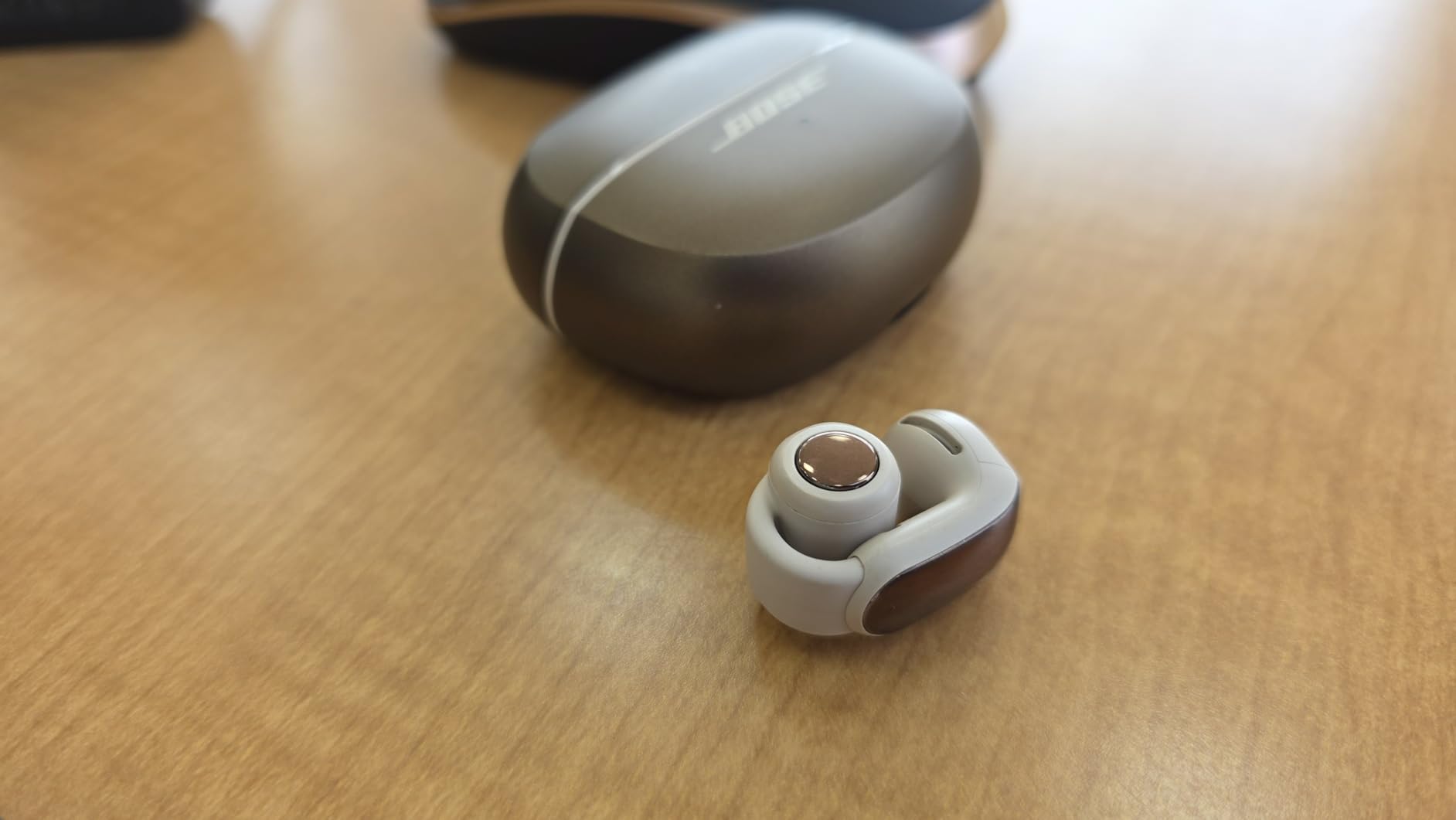 Bose Ultra Open Earbuds - Bluetooth Open Ear Earbuds with OpenAudio for Awareness, Clip-On Design for Comfort, Water Resistant, Up to 48 Hrs of Playtime, Driftwood Sand - Limited Edition Color customer photo 2