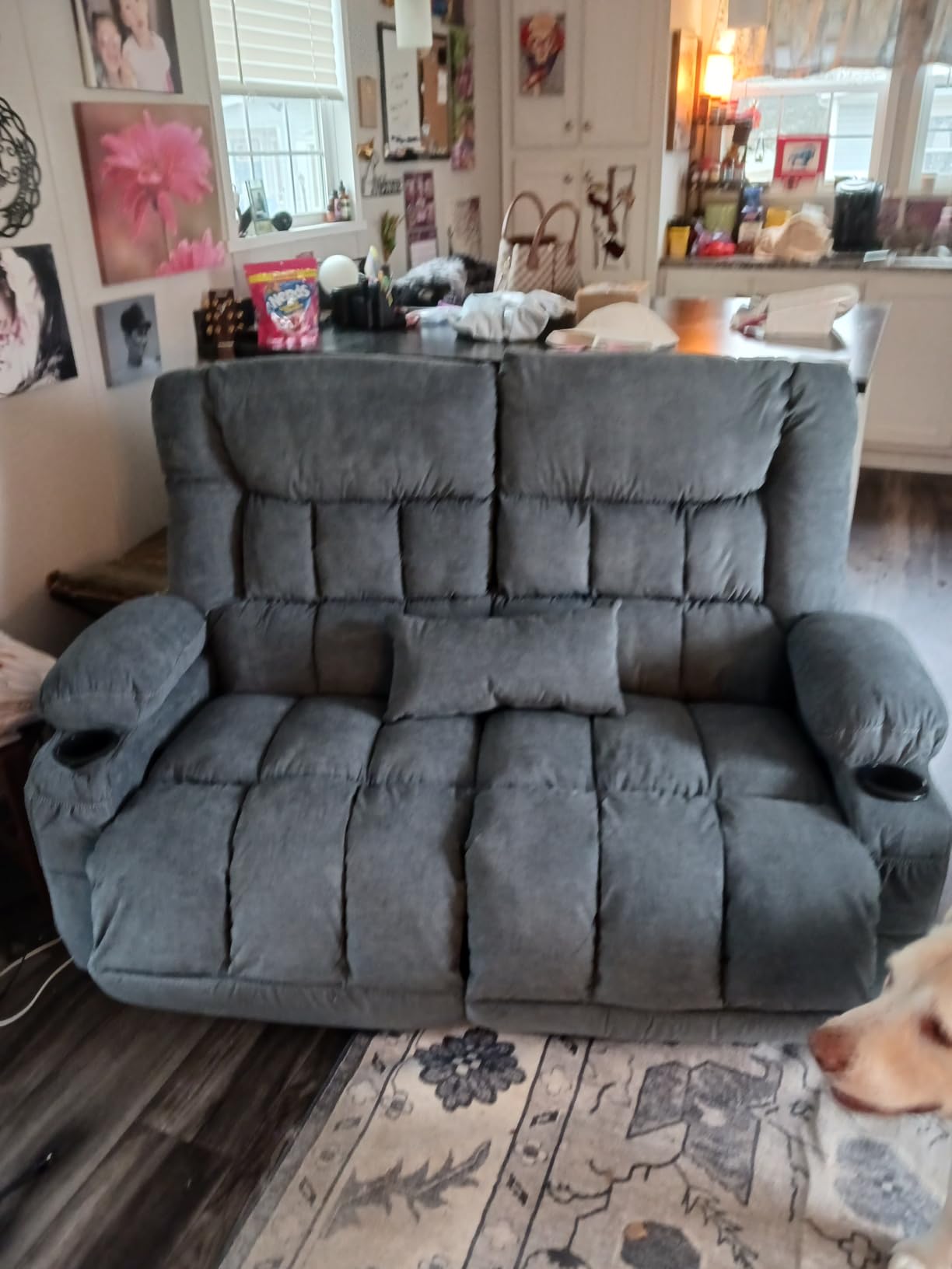 MAHOMICO Recliner Loveseat with Cup Holders for Living Room Love Seat Manual Oversized Recliner with Ergonomic, Side Pocket for Adult customer photo 2