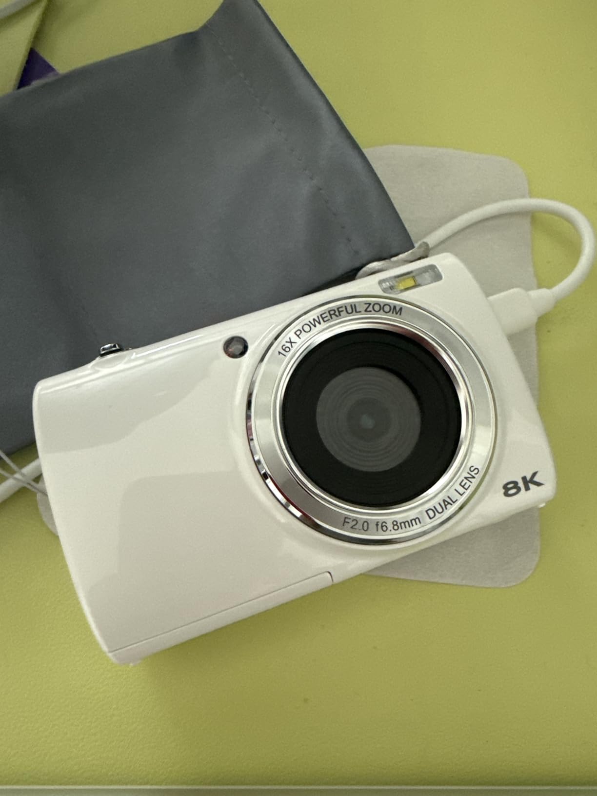88MP Digital Camera for Photography, 2026 New WiFi 8K Vlog Video Camera for YouTube with Touch Screen, Dual Lens, Autofocus Anti-Shake, 16X Zoom, Small Travel Camera, 32GB TF Card, 2 Batteries, White customer photo 1