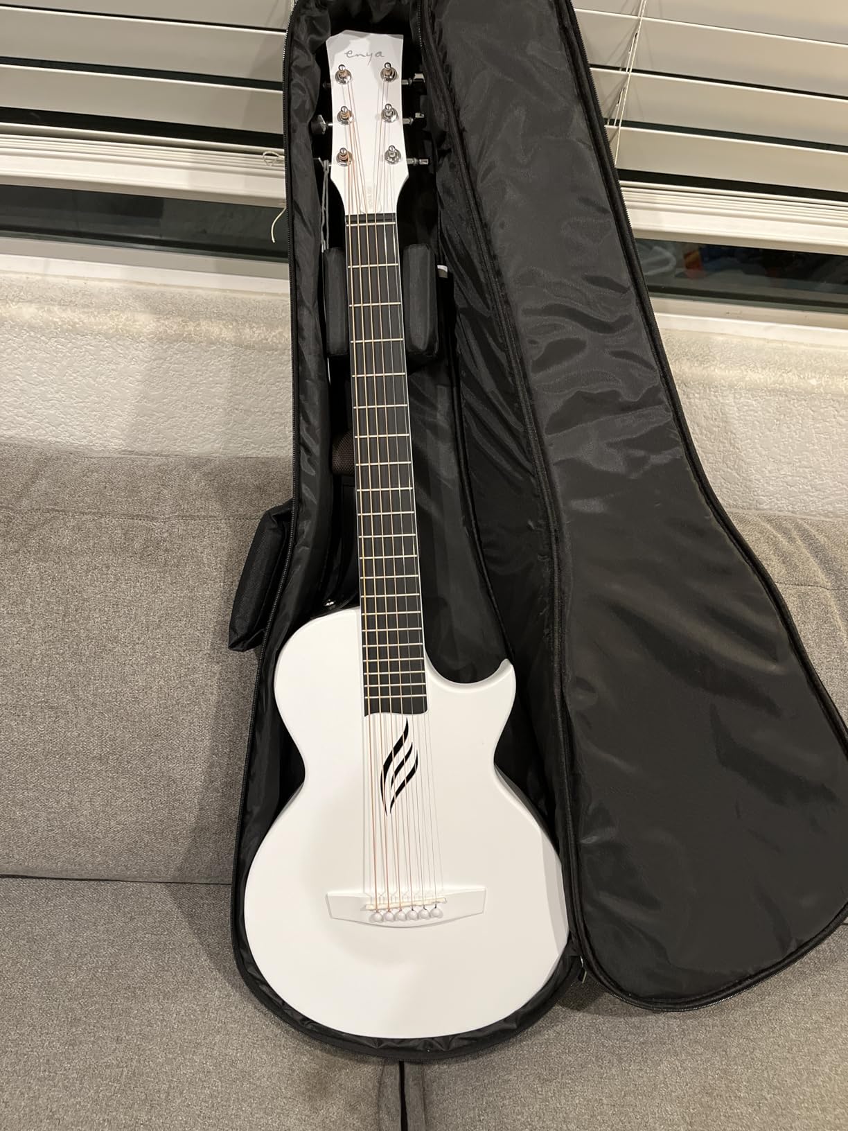 Enya Nova Go Carbon Fiber Travel Acoustic Guitar | 1/2 Size Lightweight Moisture-Proof Guitara | Adult & Beginner Portable Guitar with Gig Bag & Accessories (Black) customer photo 2