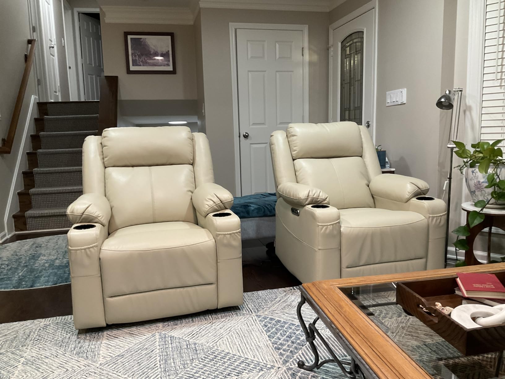EONIX Wall Hugger Recliner for Small Space, Real Zero Clearance Power Recliner, Lazy Boy Recliner Chair with Cup Holders for RV, Living Room, Bedroom, SXXY011990, Cream White customer photo 1
