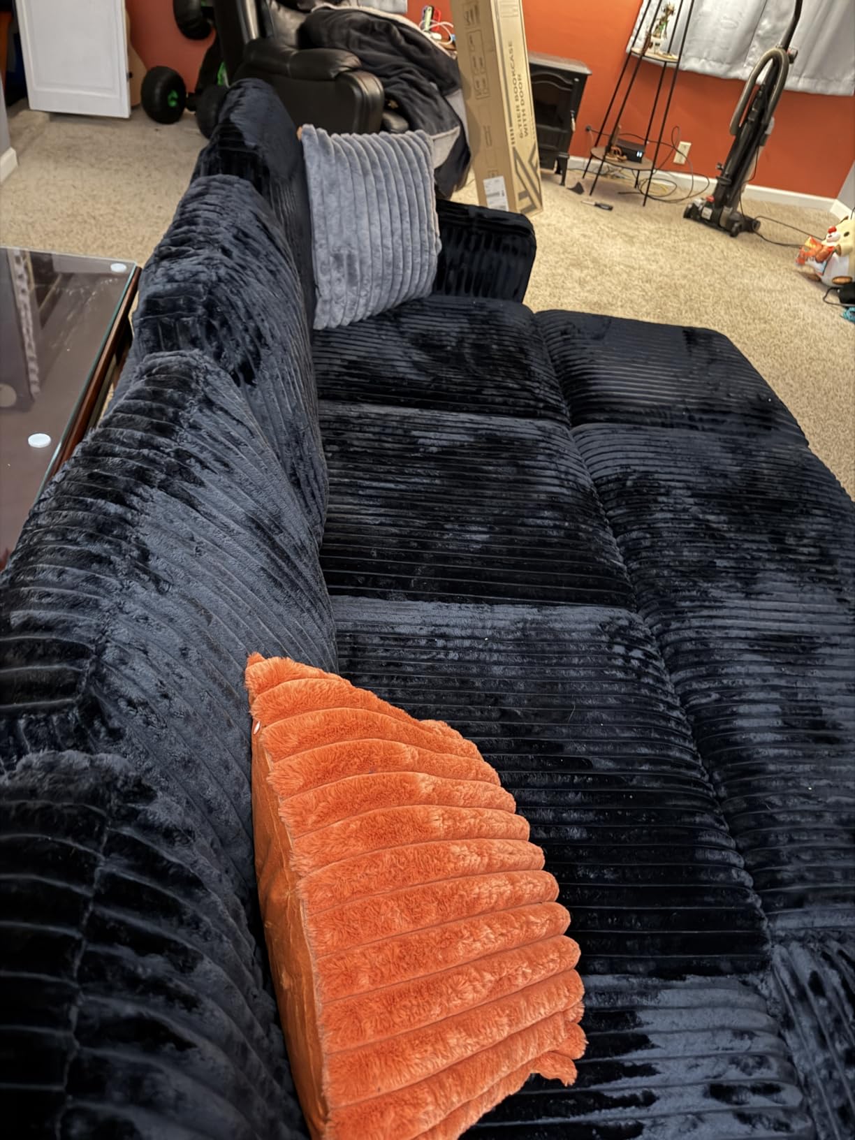 HONBAY Modular Sectional Sleeper Sofa with Pull Out Bed, Corduroy L Shaped Couch with Storage, Sectional Couches for Living Room customer photo 1