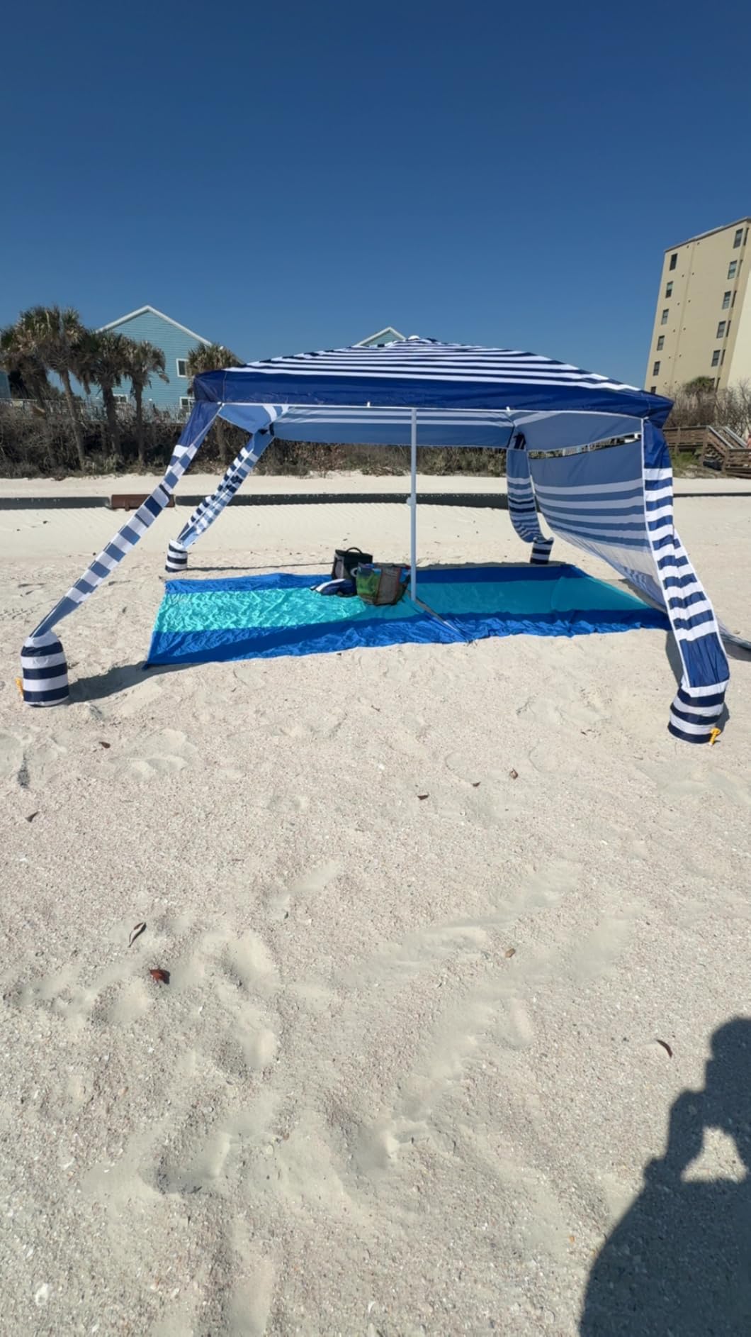 MoKo Beach Cabana, 8'×8' Large Beach Canopy with Side Wall, UPF 50+ Protection Easy Setup Beach Tent Sun Shelter, Adjustable Height Wind Resistant customer photo 2