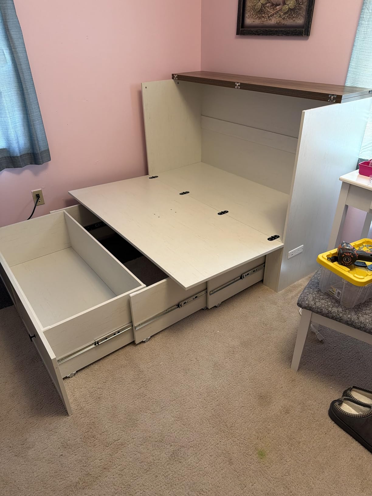 LUXOAK Queen Murphy Bed with 6