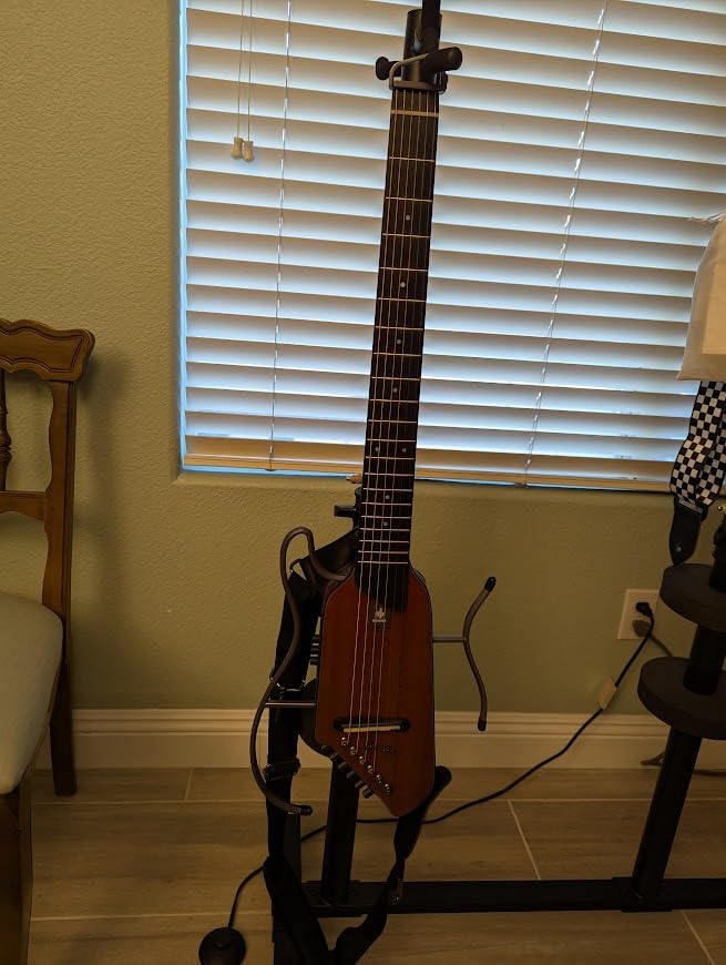 Donner HUSH-I EVO2 Acoustic Electric Travel Guitar - Portable Headless Quiet Practice Guitar, Ultra-Light, Mahogany Body with Built-in Tuner, Detachable Stands & Headphone Jack - Sunburst customer photo 2