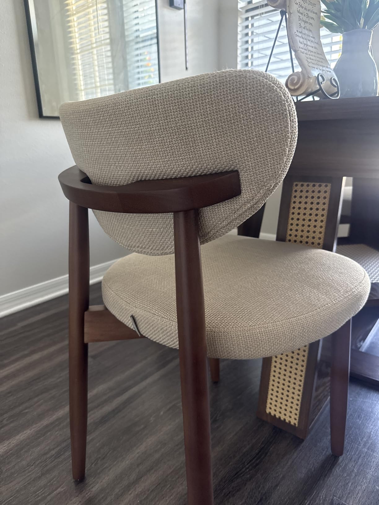 VASAGLE Wooden Dining Chairs Set of 2, Upholstered Kitchen Chairs with Solid Wood Legs, Ergonomic Curved Backrest, Mid Century Modern, for Kitchen Dining Vanity, Cappuccino Beige customer photo 1