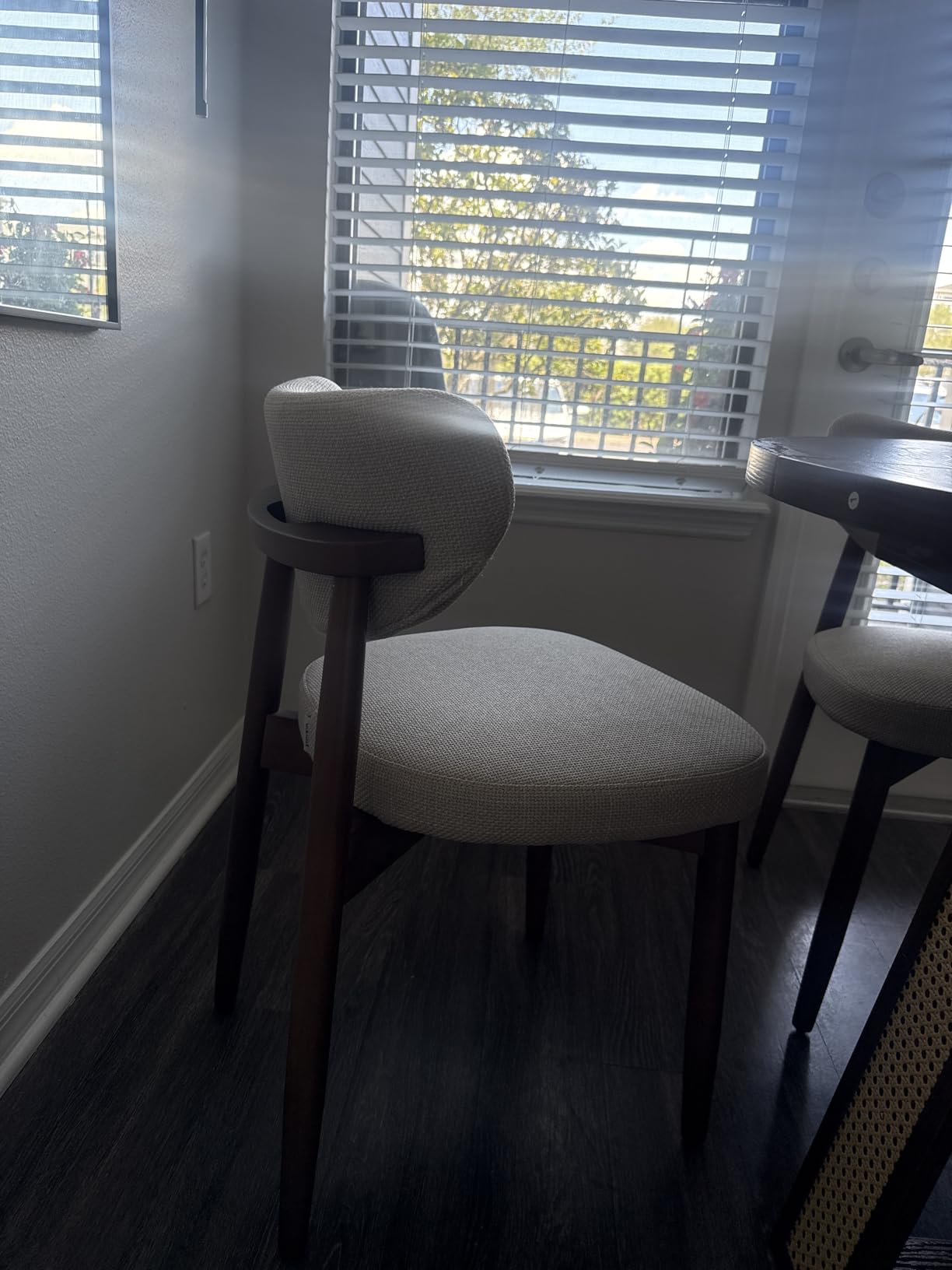 VASAGLE Wooden Dining Chairs Set of 2, Upholstered Kitchen Chairs with Solid Wood Legs, Ergonomic Curved Backrest, Mid Century Modern, for Kitchen Dining Vanity, Cappuccino Beige customer photo 2