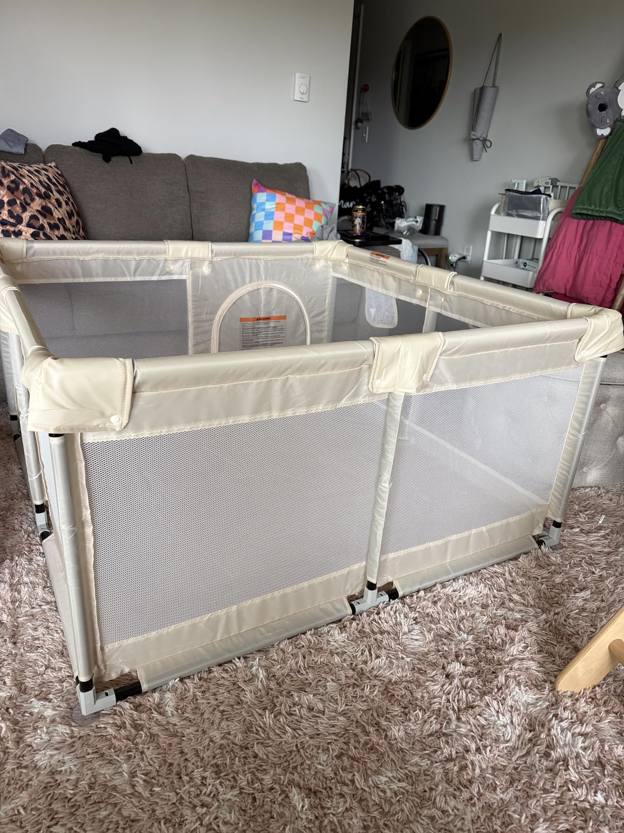 Uanlauo Beige Large Baby Playpen - 69x59in Playpen for Babies and Toddlers, Safe Indoor Play Pen, Baby Pen with Storage Bag and Breathable Mesh customer photo 1