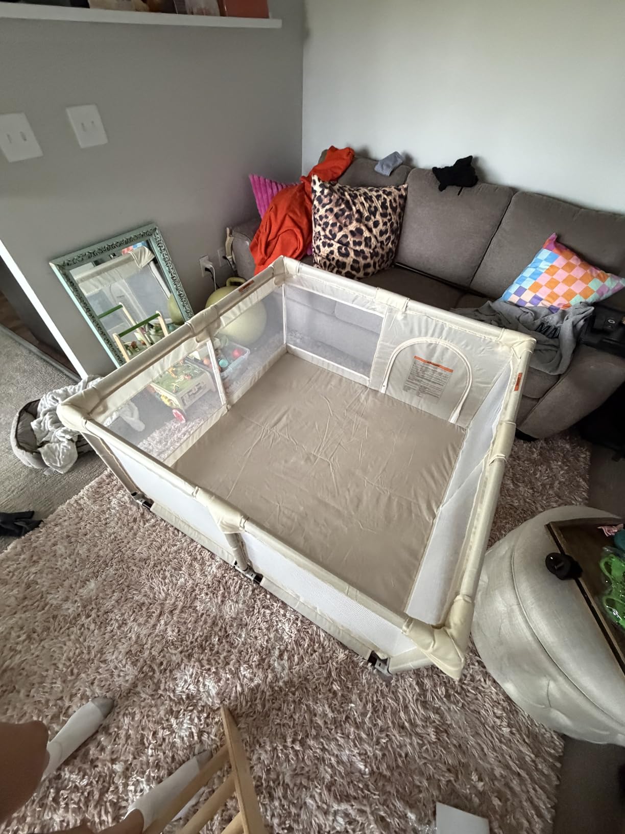 Uanlauo Beige Large Baby Playpen - 69x59in Playpen for Babies and Toddlers, Safe Indoor Play Pen, Baby Pen with Storage Bag and Breathable Mesh customer photo 2