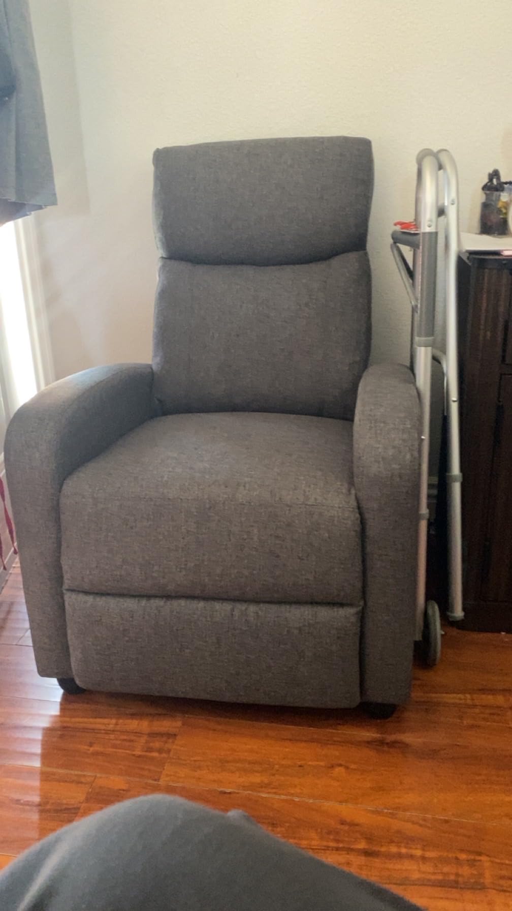 Sweetcrispy Massage Recliner Chair for Adults, Adjustable Home Theater Seating with Lumbar Support for Living Room, Modern Fabric Reclining, Grey customer photo 2