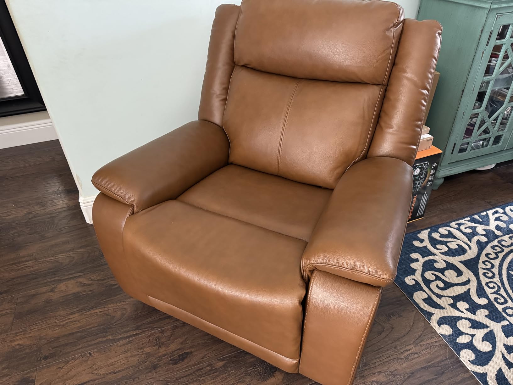CHITA Power Genuine Leather Recliner Chair for Adults, Dual Motor Zero Wall Hugger Recliner with Adjustable Headrest for Modern Living Room, USB & Type-C Charging Ports customer photo 1