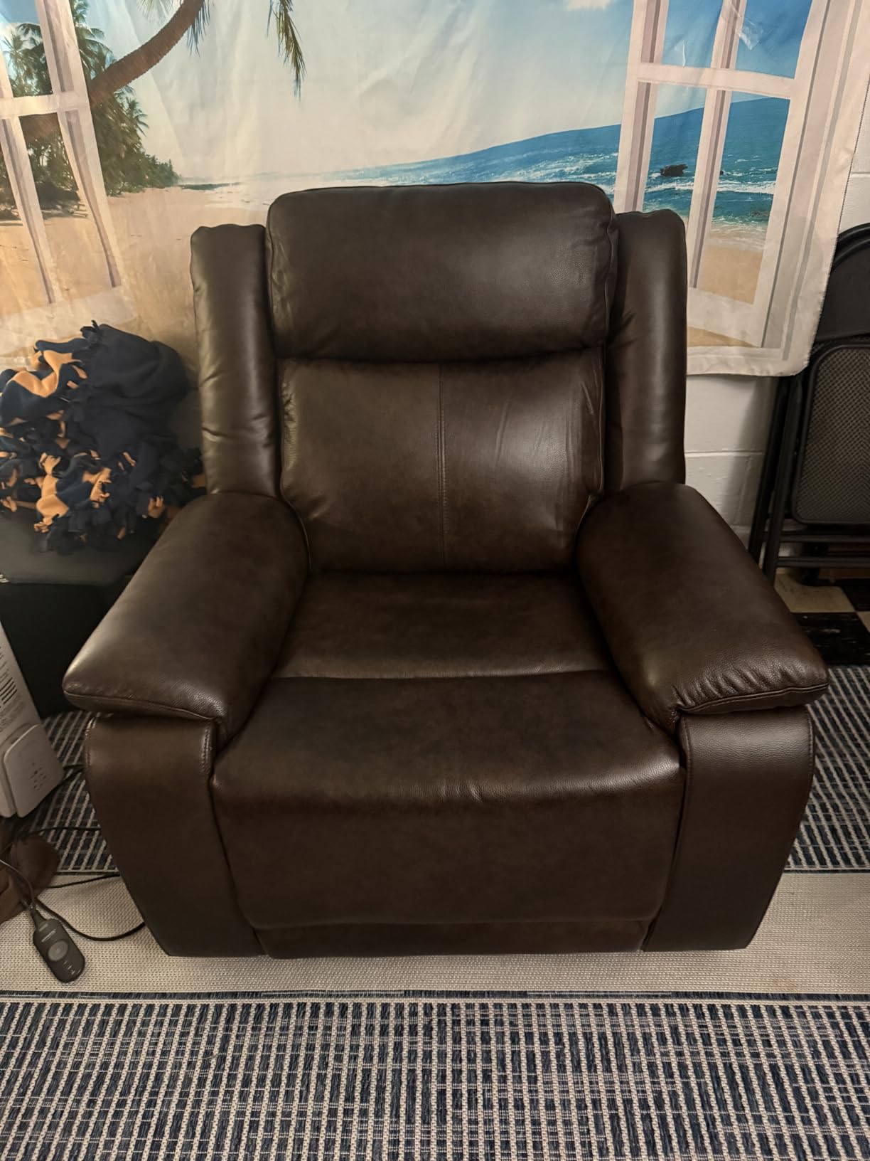 CHITA Power Genuine Leather Recliner Chair for Adults, Dual Motor Zero Wall Hugger Recliner with Adjustable Headrest for Modern Living Room, USB & Type-C Charging Ports customer photo 2
