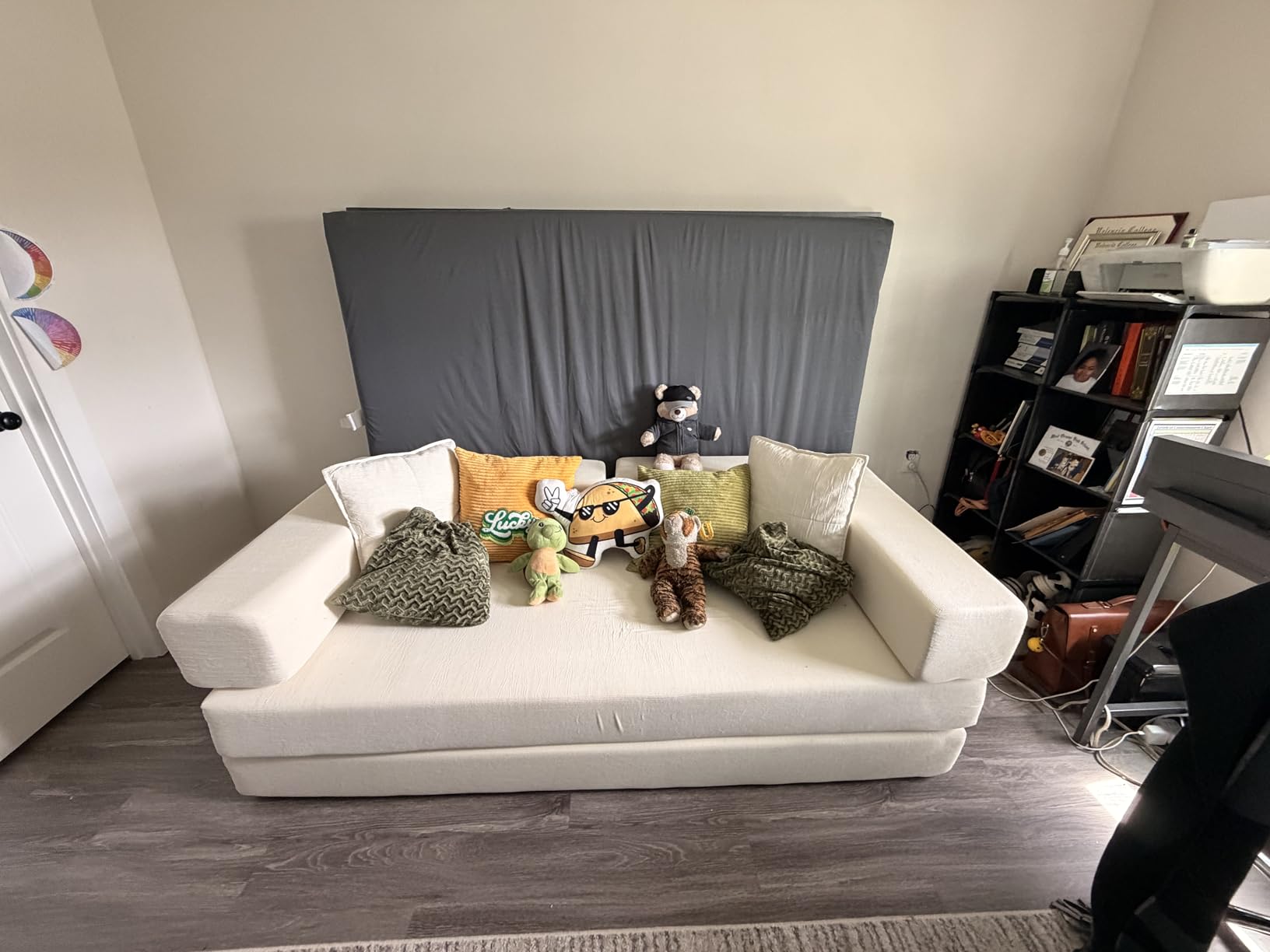 GRUSIGN 78 Inch Convertible Sofa Bed, 5-in-1 Futon Sofa Bed Pull Out Couch, Boneless Couch Bed for Living Room, Corduroy Boneless Couches for Bedroom, Apartment, No Assembly Sleeper Sofa Bed customer photo 2