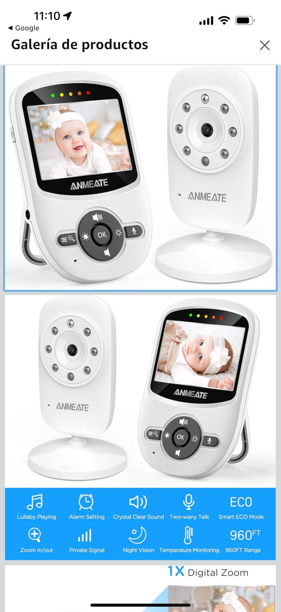 ANMEATE 6 Inch Baby Monitor with Camera and Audio - No WiFi, 48-Hour Battery, Thermal Sensor, Remote Pan/Tilt/Zoom, Two-Way Talk, Lullabies & White Noise, 1000ft Range customer photo 1