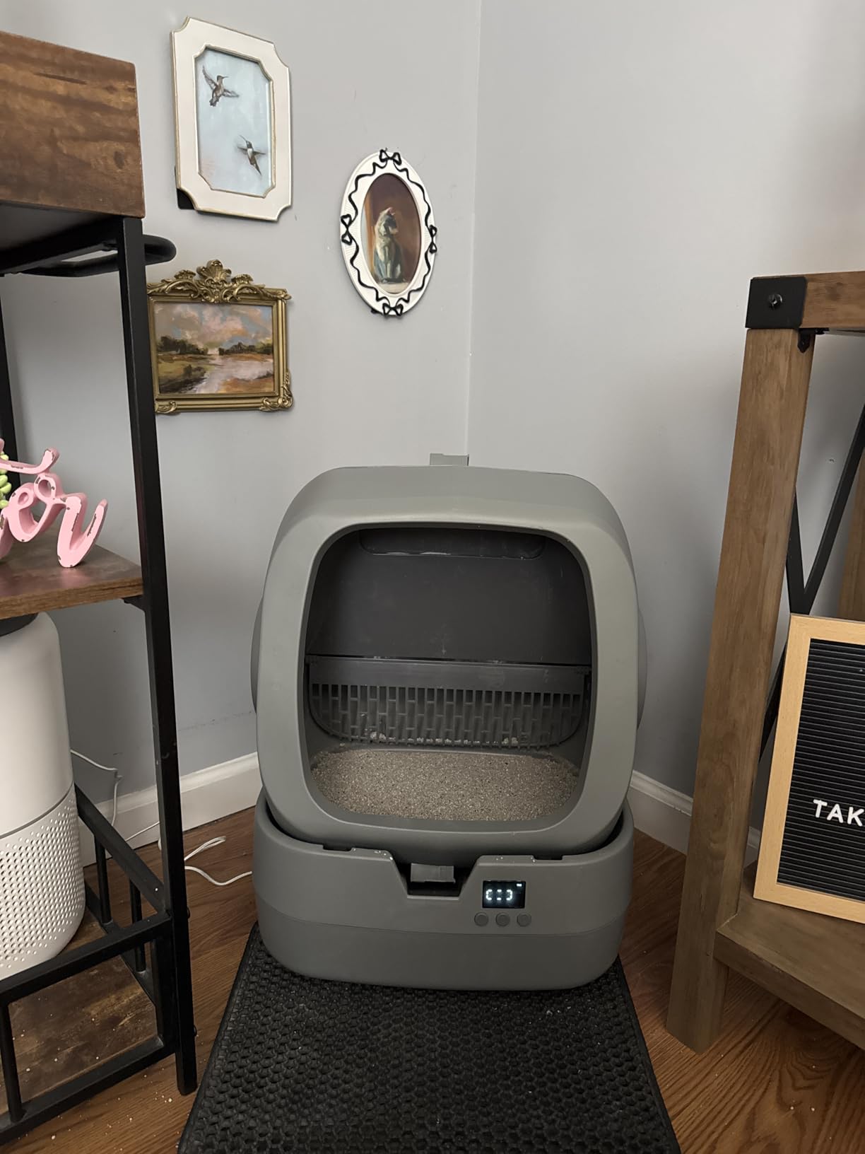 UPFAS Automatic Cat Litter Box Self Cleaning - APP Control - Weight Monitoring - Ultra-Quiet, Medium Cats and Kittens Litter Box, Safe Anti-Pinch, Grey customer photo 2